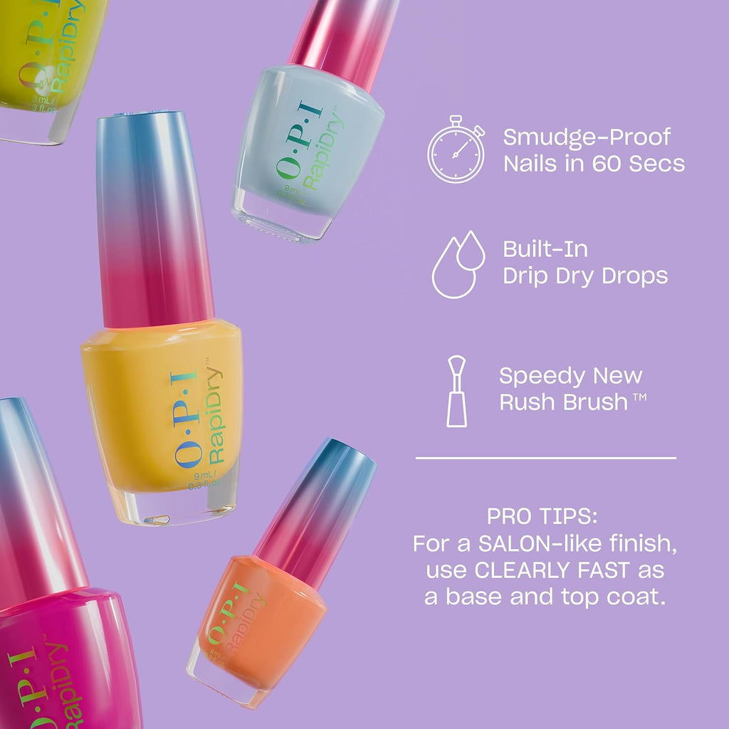 OPI RapiDry Flash n' Flirty | Opaque Soft Pink Pearl Quick Dry Nail Polish | Vegan. Smudge Proof. Fast Drying : Everything Else