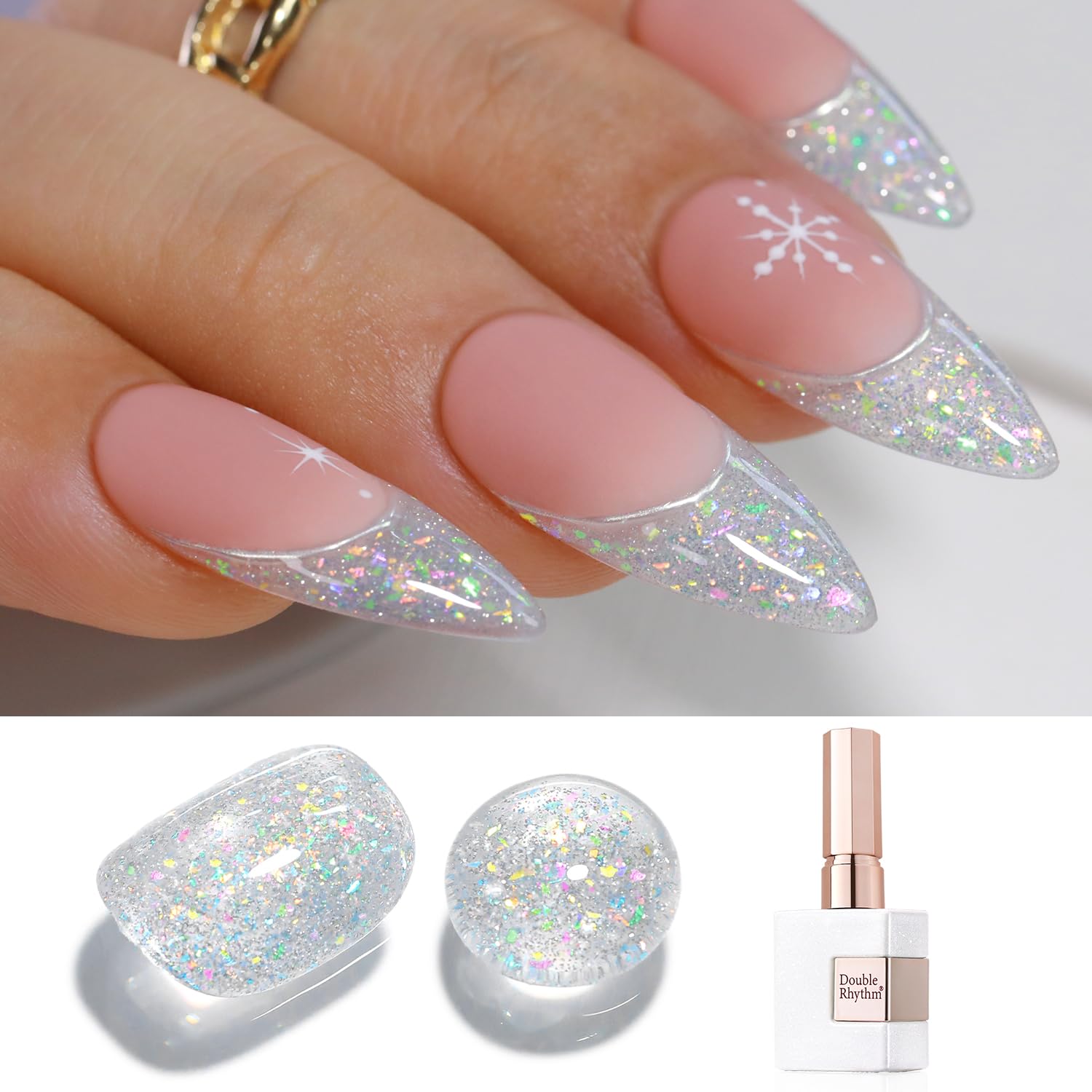 Double Rhythm 0.5Oz Glitter Gel Polish Shimmer Reflective Color for Nail Art Salon DIY Soak Off 15ml Nail Lamp Gel Polish at Home (Pink-B1161) : Beauty & Personal Care