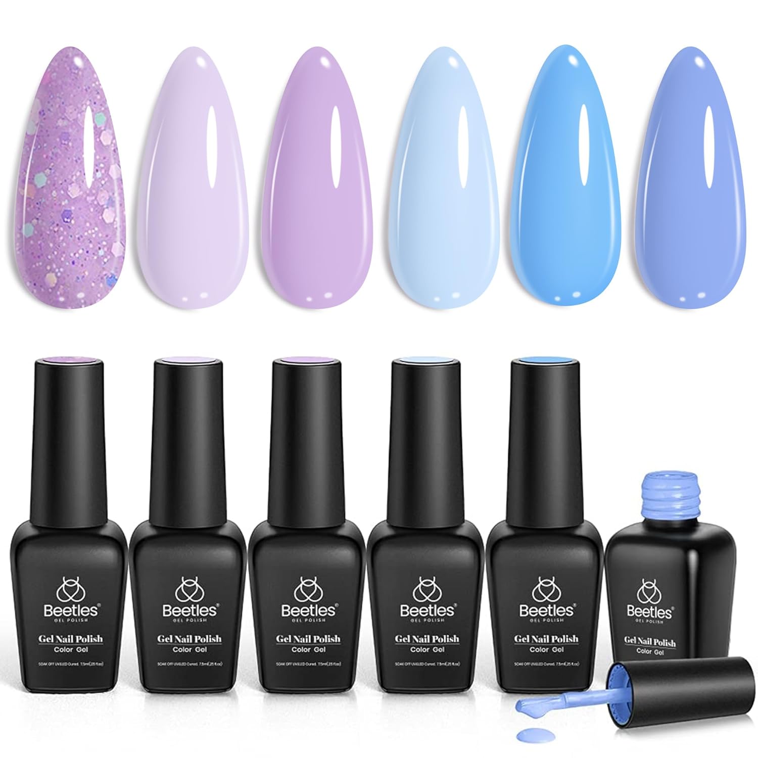 Beetles Pearl Gel Nail Polish. 6 Colors Shimmer White Pink Purple Mermaid Nail Drawing Gel. Soak Off UV Gel Polish Swirl Shell Thread Effect DIY Manicure Nail Art Gifts for Women : Beauty & Personal Care