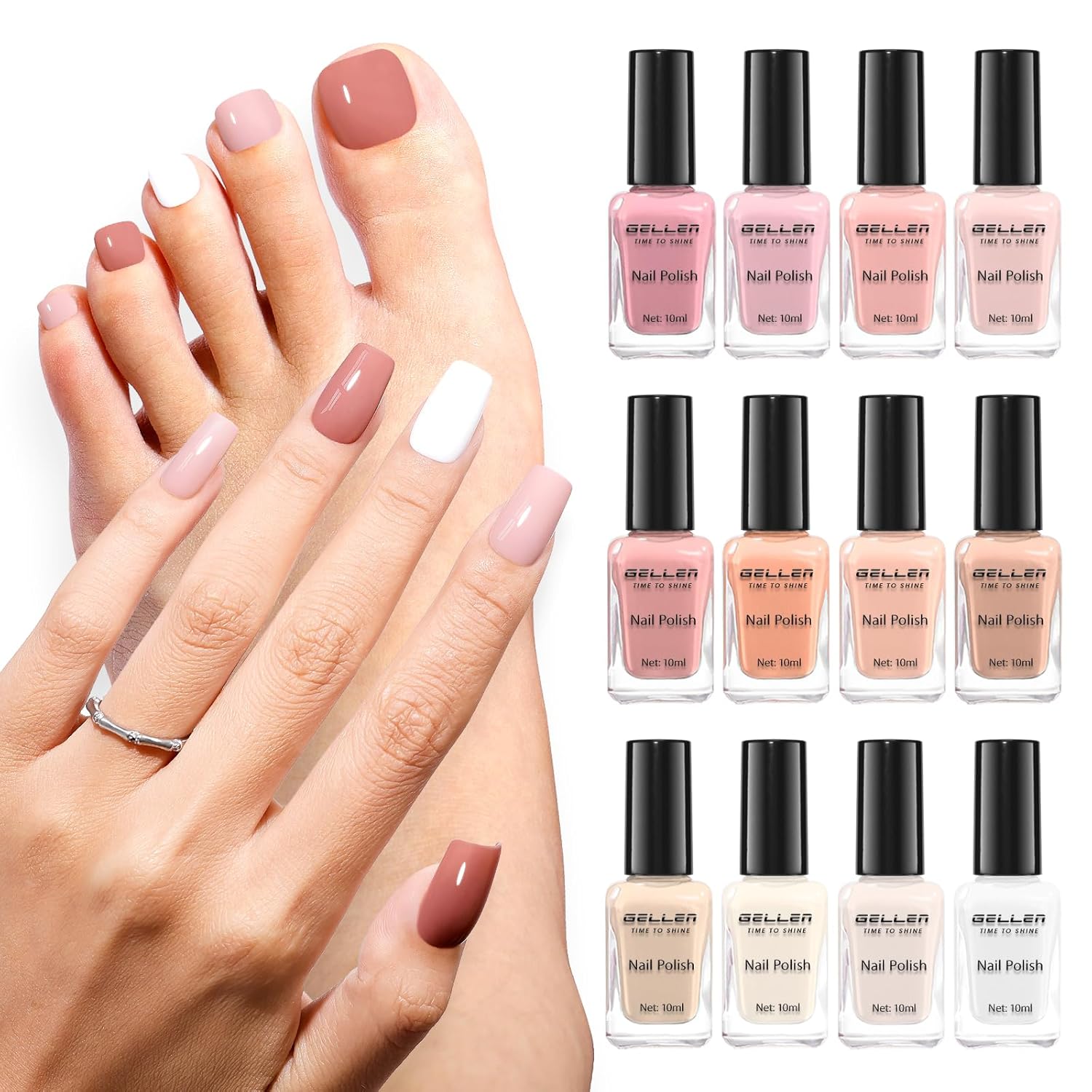 GELLEN Nail Polish Neutral Earth Tones. Nude Dusty Rose Fall Winter Air Dry Regular Nail Polish 6-color Set for Finger Toe Nails Home Salon All Seasons. Not UV Gel. Hema Free. Non Toxic. TPO Free : Beauty & Personal Care
