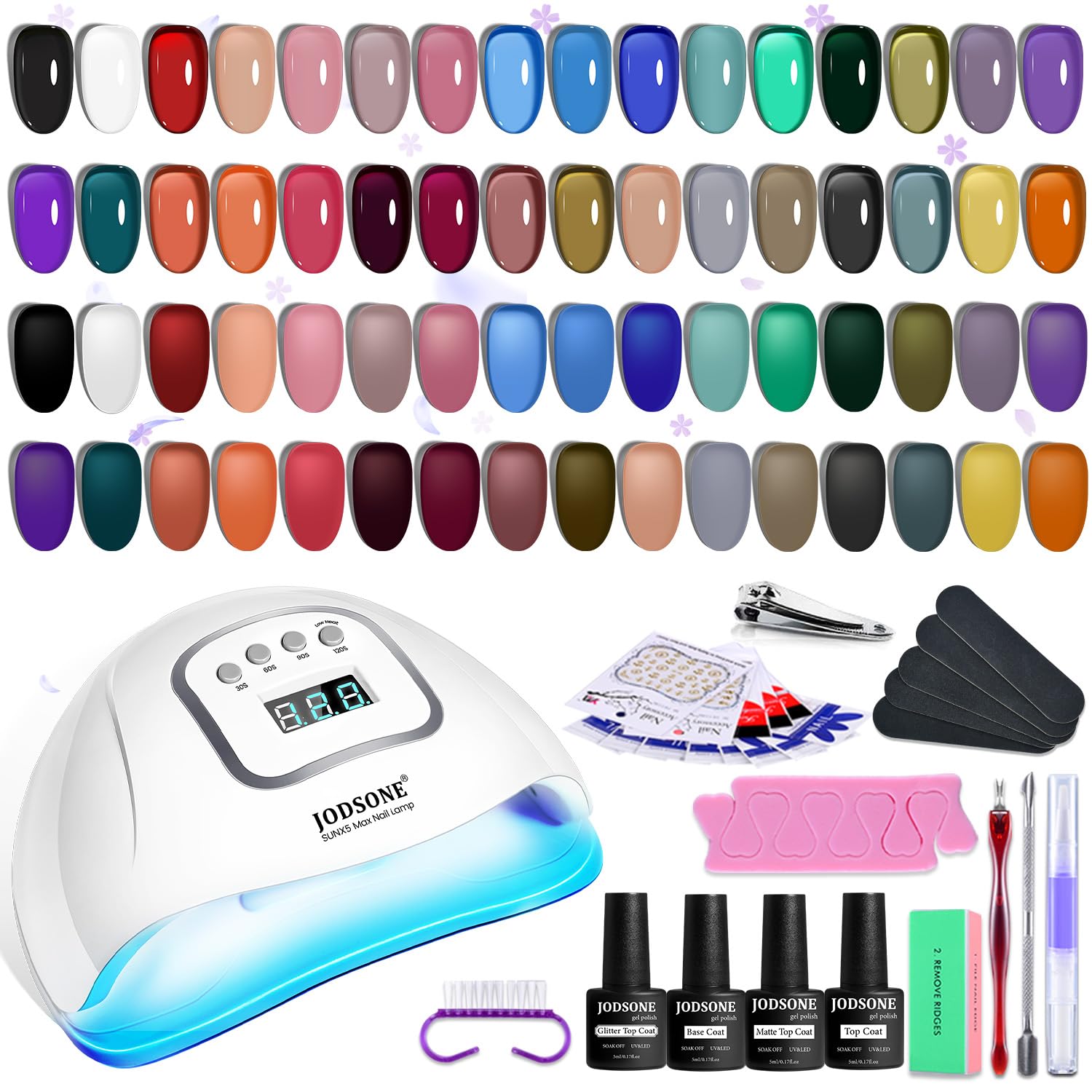 JODSONE Gel Nail Polish Kit with U V Light 32 Colors Gel Polish Nail + 4 Functional Adhesive Bottles Kit Soak Off Manicure Tools Gifts for Women : Beauty & Personal Care