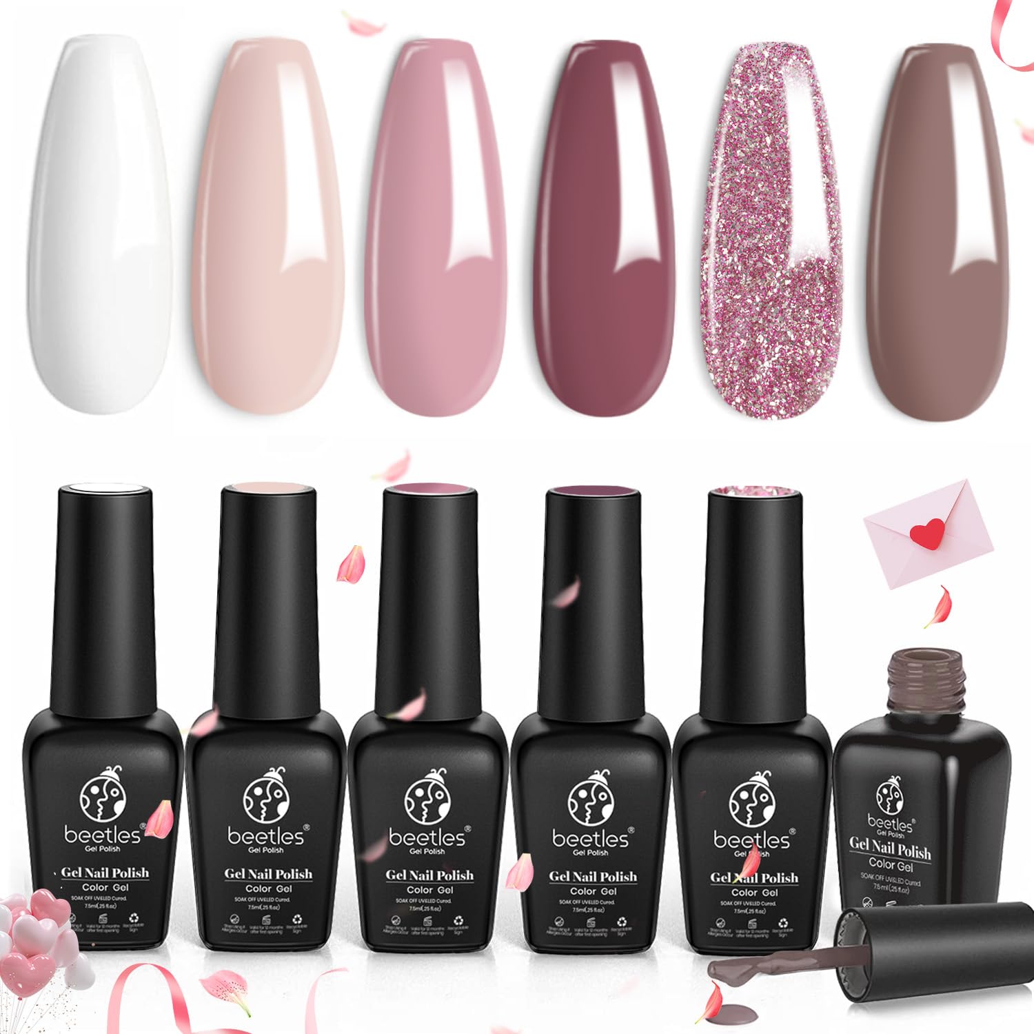 beetles Gel Polish Whispers of Love Jelly Gel Nail Polish Set - 6 Colors Milky White Nude Pink Neutral Sheer Translucent Soak Off UV Gel Nail Kit. Nail Concealer for Salon DIY Manicure Gift Women : Beauty & Personal Care