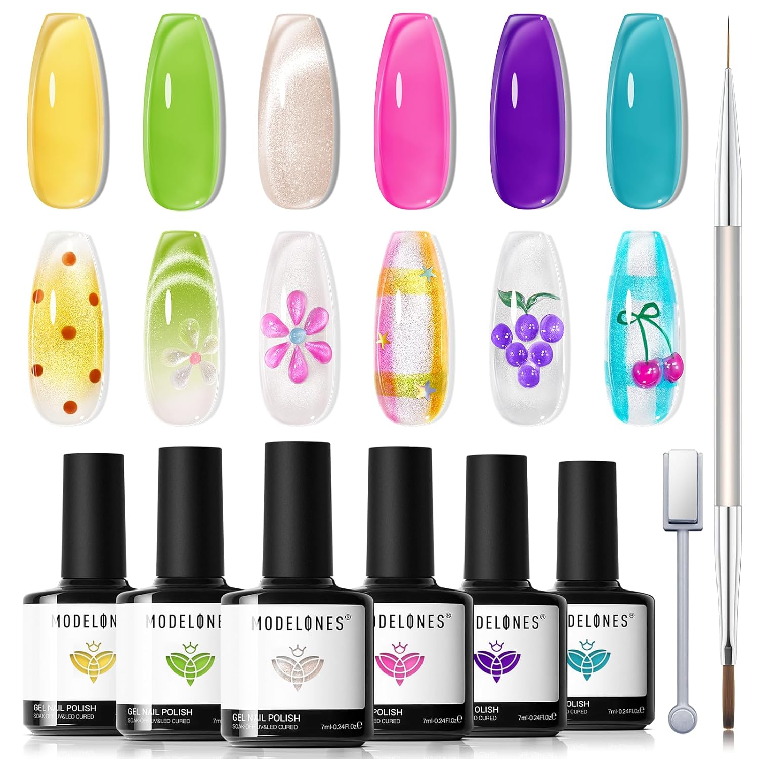 modelones Gel Nail Polish Set- 6 Colors 2026 Chameleon Aurora Shimmer Glitter Gel Polish Kit Blue Green Purple Nail Gel Polish Soak Off LED Nail Lamp Nail Art Gel Kit DIY Salon Gift : Beauty & Personal Care