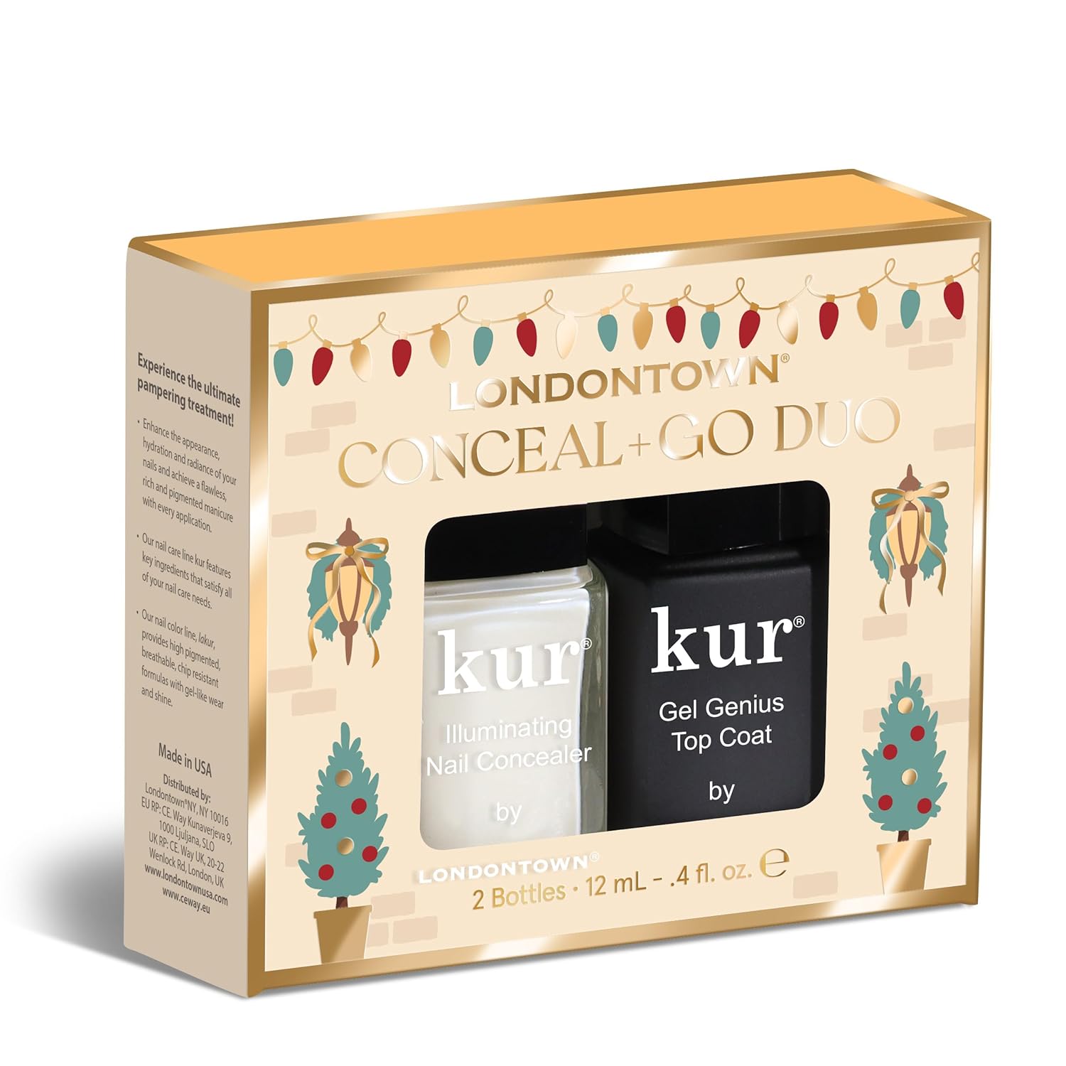 LONDONTOWN kur Pink Nail Conceal & Go Duo Set | Includes Pink Nail Illuminating Concealer and Gel Genius Top Coat. 2 Piece Set : Beauty & Personal Care