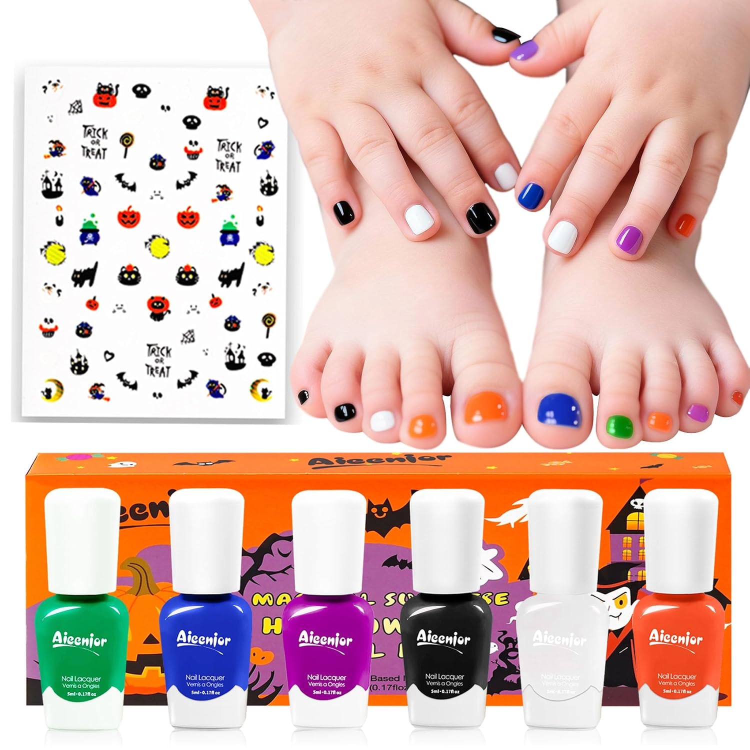 Aieenjor Quick Dry Kids Nail Polish Set. Non-Toxic Toddler Nail Polish. Water-Based Peelable Fingernail Polish for Kids. 6 Color Rainbow Nails Polish for Party. Holiday Favors : Beauty & Personal Care