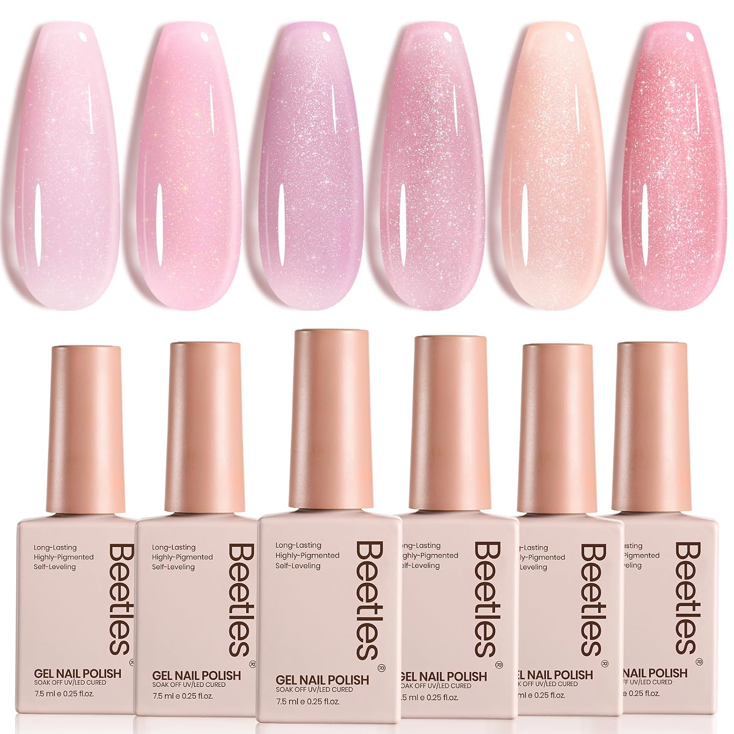 Beetles Nude Gel Nail Polish Set - 6 Colors Nude Pink Brown Neutral Jelly Gel Polish Kit Sheer Translucent Effect Soak Off UV Nail Art Design Drunken Rose Collection Manicure Gift for Women : Beauty & Personal Care