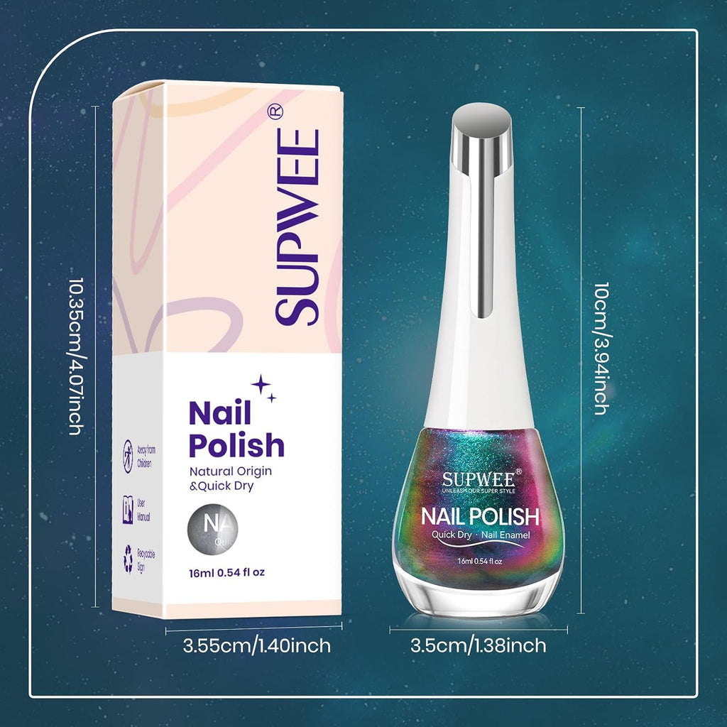 SUPWEE Cat Eye Nail Polish Non Gel with Magnet- Need to Use Black Base. Quick Dry Cateye Magnetic Nail Polish for Fingernail Air Drying Fast Lacquer Manicure Gift For Women Girls 16ml. 0.54fl oz : Beauty & Personal Care