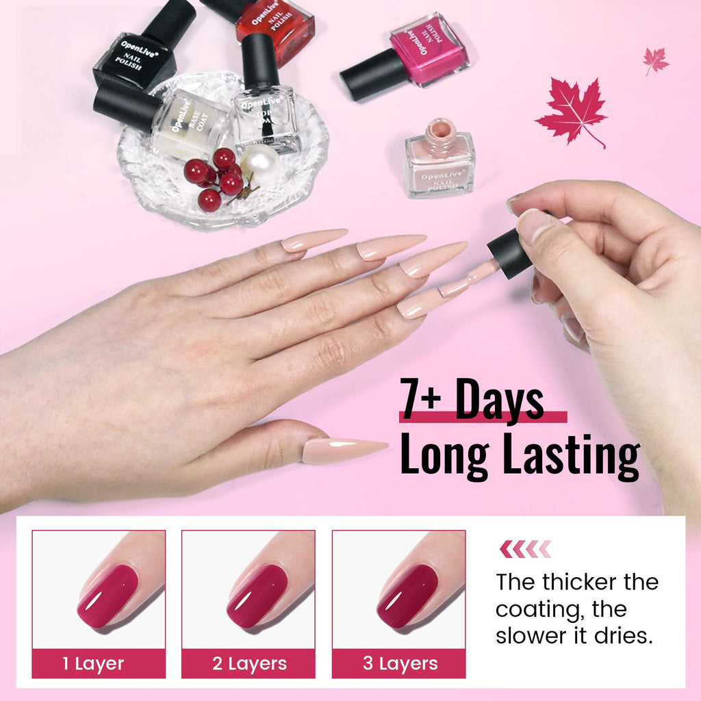 OpenLive 12 PCS Nail Polish Set With 10 Colour Combo. 2 PCS Base And Top Coat.Fast Drying Nail Polish For Home DIY And Beginners : Beauty & Personal Care