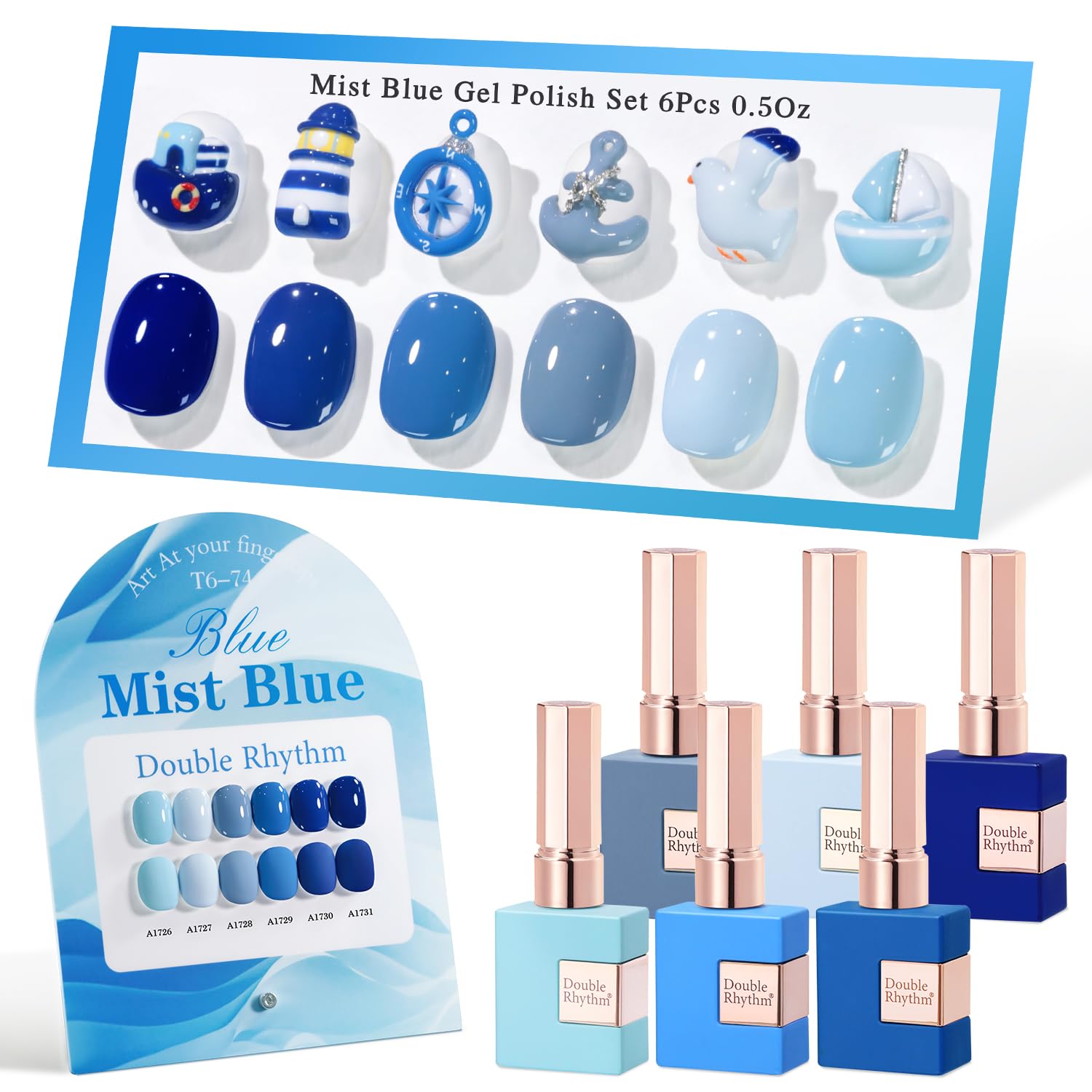 Double Rhythm 6 Pcs 15 ML Gel Polish Set Same Color Same Bottle Soak Off Gel Polish Kit Nail Art Manicure Salon DIY at Home for Women (Burgundy Red Nude Pink Purple Beige-T6-3) : Beauty & Personal Care