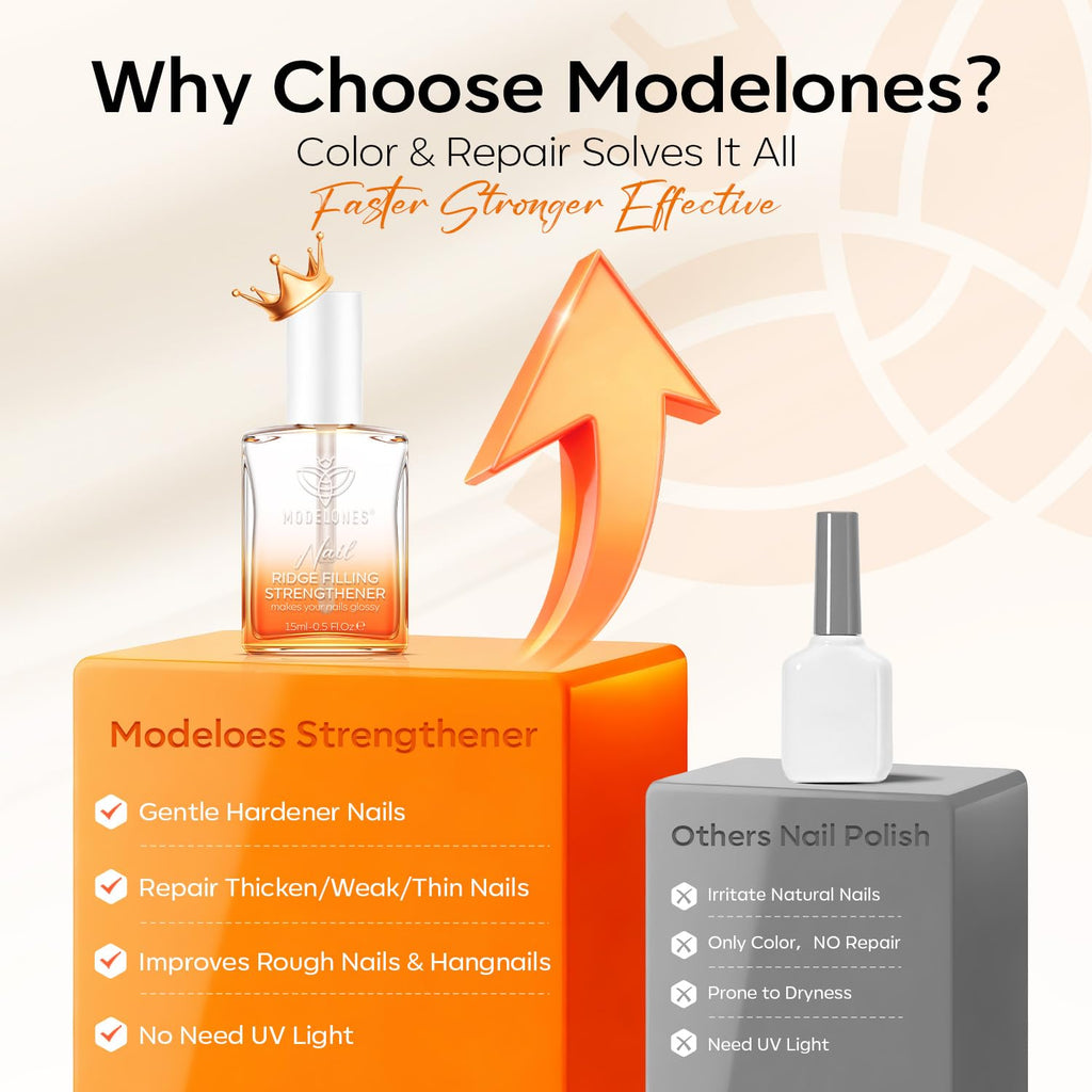 modelones Nail Strengthener and Growth. Clear Nail Polish Nail Repair for Damaged Nails Hardener Extra Strong and Growth Natural Nail Care Gifts for Women Toenails Concealer Polsih 15ml : Beauty & Personal Care