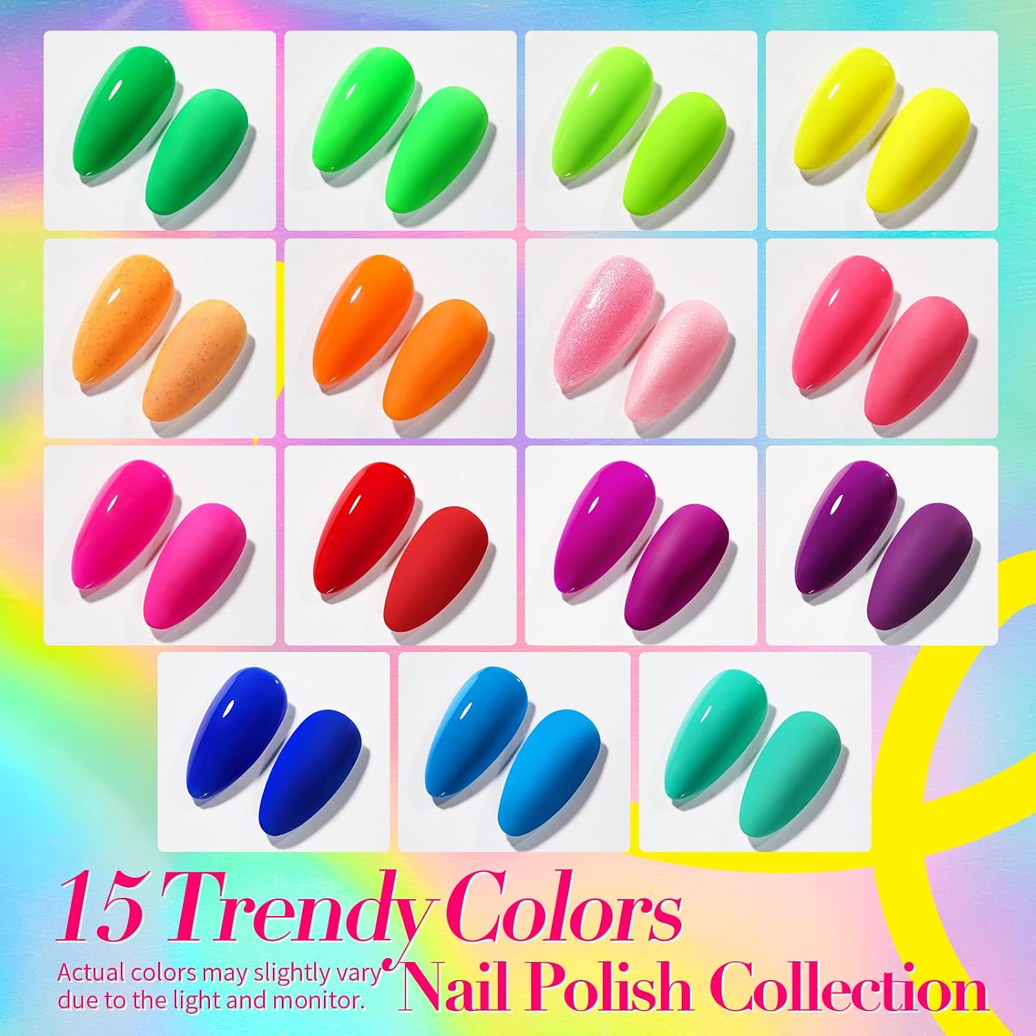 Born Pretty Neon Nail Polish Set. 15 Colors Spring Summer Nail Polish Quick Dry Nail Polish Kit Hot Pink Yellow Green Blue Neon Nail Lacquer Manicure Set for DIY Nail Art Salon Home Gift : Beauty & Personal Care