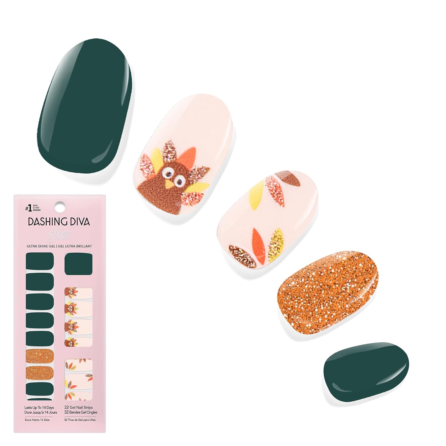 Dashing Diva Gloss Nail Strips - Crystal Clear - UV Free. Chip Resistant. Long Lasting Gel Stickers - Contains 32 Wraps. 1 Prep Pad. 1 File : Beauty & Personal Care
