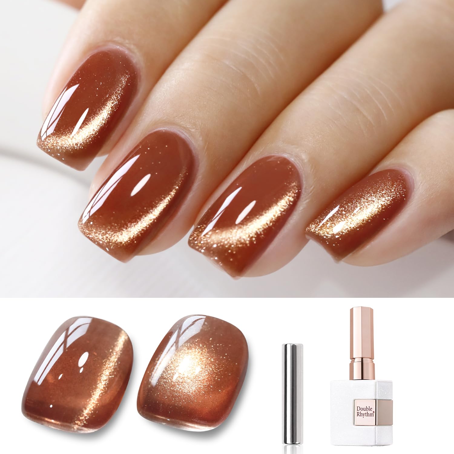Double Rhythm 15ML Ice Glass Cat Eye Gel Polish with Magnet Holographic Glitter Shimmer Translucent Sheer Color Salon Soak Off Magnetic Nail at Home (Golden Violet-MC1129) : Beauty & Personal Care
