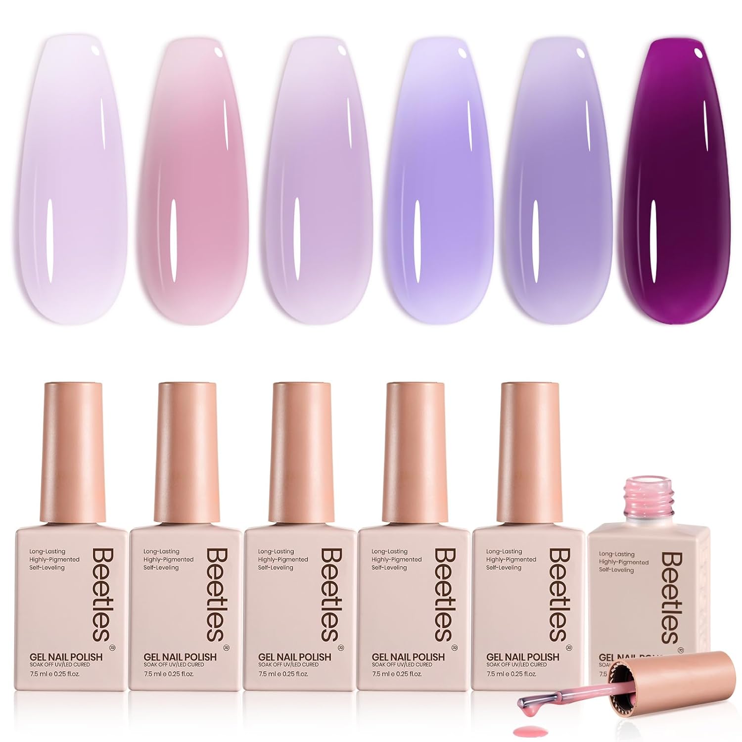 beetles Gel Polish Whispers of Love Jelly Gel Nail Polish Set - 6 Colors Milky White Nude Pink Neutral Sheer Translucent Soak Off UV Gel Nail Kit. Nail Concealer for Salon DIY Manicure Gift Women : Beauty & Personal Care