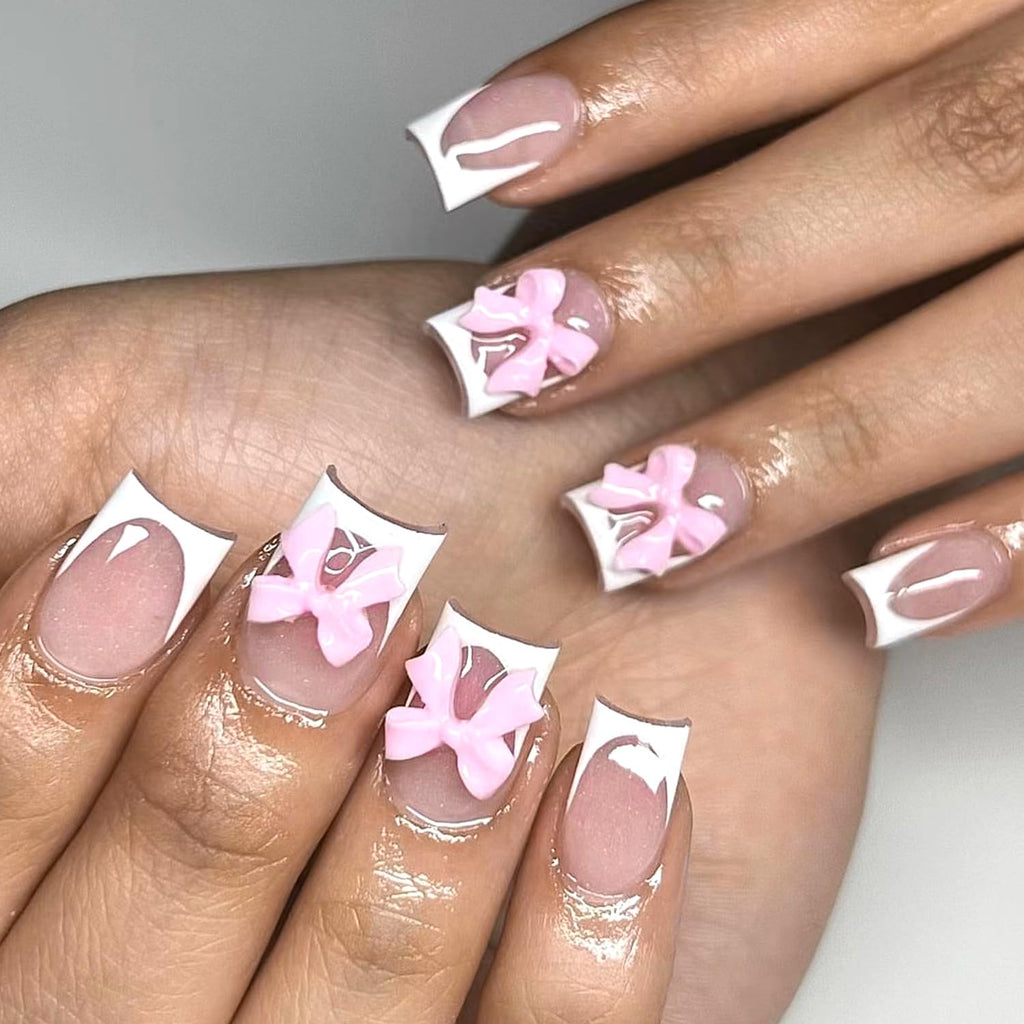 6 Packs (144 Pcs) | Reusable Press on Nails | Stick on Nails 12 Sizes-6 Styles | Cute Bow Nails : Beauty & Personal Care