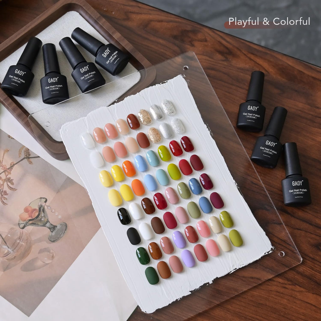 GAOY 36 Pcs Gel Nail Polish Set. 32 Colors All Season Gel Polish Kit Red Black White Nude Glitter with 4 Pcs Soak off Base Glossy Matte Top Coat & Builder for Nail Art DIY Manicure at Home : Beauty & Personal Care
