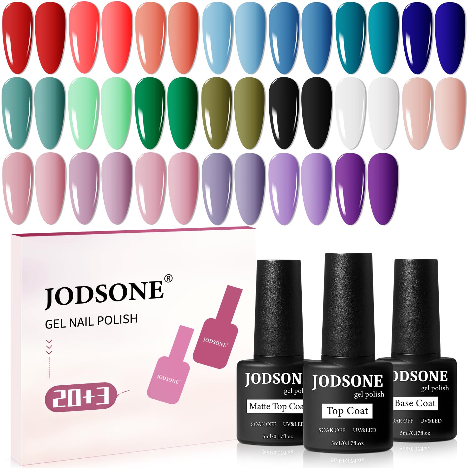 JODSONE Gel Nail Polish Kit with U V Light 32 Colors Gel Polish Nail + 4 Functional Adhesive Bottles Kit Soak Off Manicure Tools Gifts for Women : Beauty & Personal Care