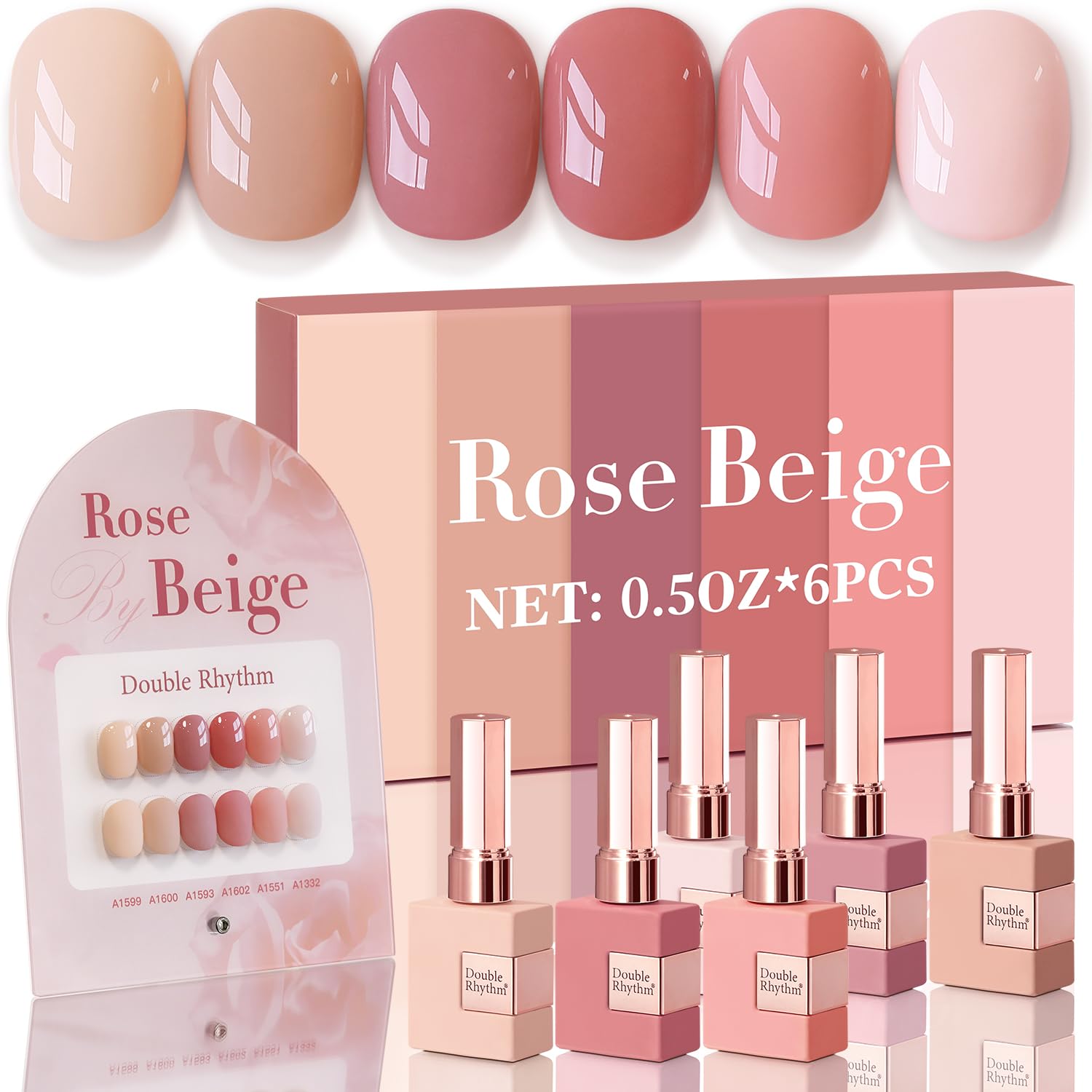 Double Rhythm 6 Pcs 15 ML Gel Polish Set Same Color Same Bottle Soak Off Gel Polish Kit Nail Art Manicure Salon DIY at Home for Women (Burgundy Red Nude Pink Purple Beige-T6-3) : Beauty & Personal Care
