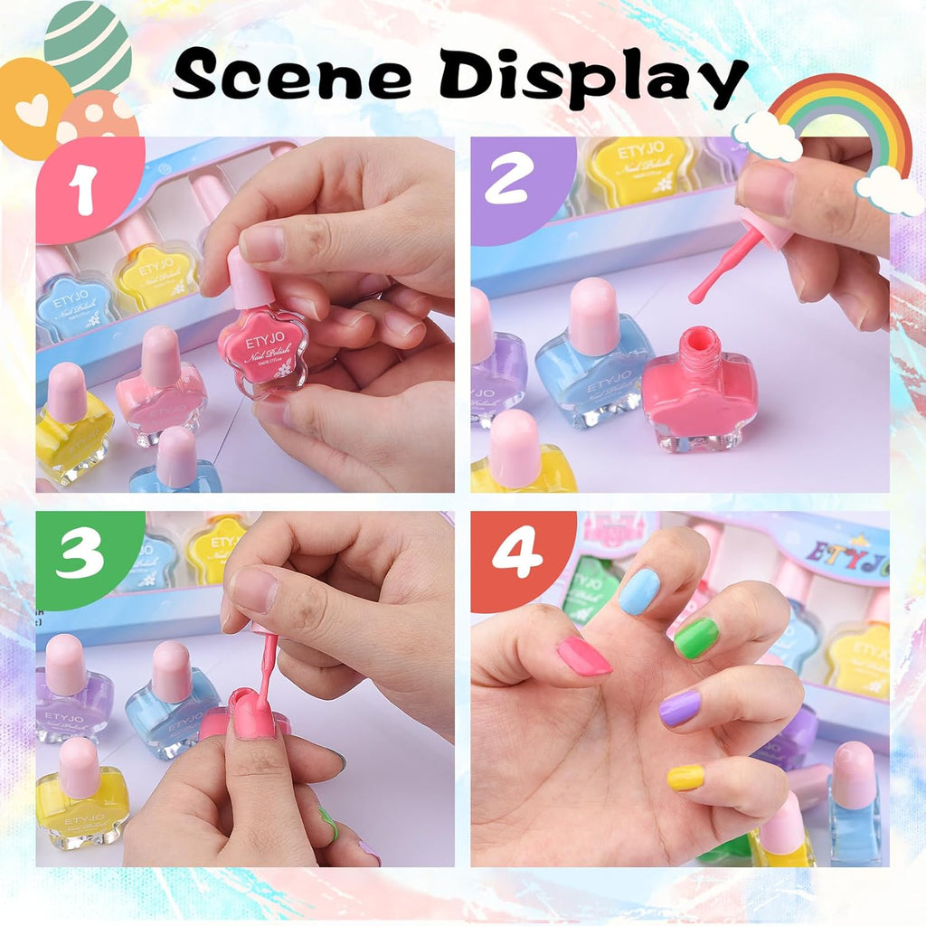 ETYJO Kids Nail Polish Set - Non-Toxic. Quick Dry Peel Off Nail Polish. 6 Rainbow Colors for Girls Age 3+ : Beauty & Personal Care