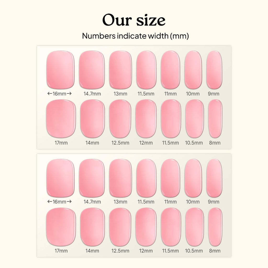 Heyhae Semi Cured Gel Nail Strips | No LED Lamp Needed | Solid. Pink. Spring | Easy Apply & Remove. Salon Quality | Includes 28 Strips. 1 Prep Pads. Nail File & Wooden stick - Hey. Strawberry Picking? : Beauty & Personal Care