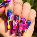 RUOKEXIN Heart Press On Nails Medium Square Fake Nails Glitter Glossy Acrylic False Nails with Rhinestones Designs Ombre Pink Full Cover Press Ons Fall Winter Holiday Stick on Nails for Women 24Pcs : Beauty & Personal Care