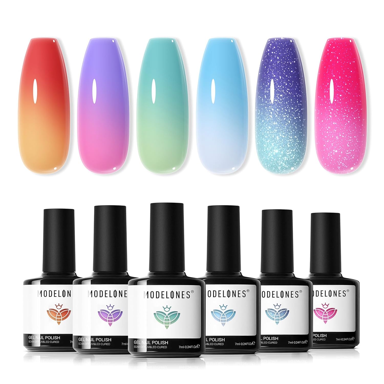 modelones Gel Nail Polish Set- 6 Colors 2026 Chameleon Aurora Shimmer Glitter Gel Polish Kit Blue Green Purple Nail Gel Polish Soak Off LED Nail Lamp Nail Art Gel Kit DIY Salon Gift : Beauty & Personal Care