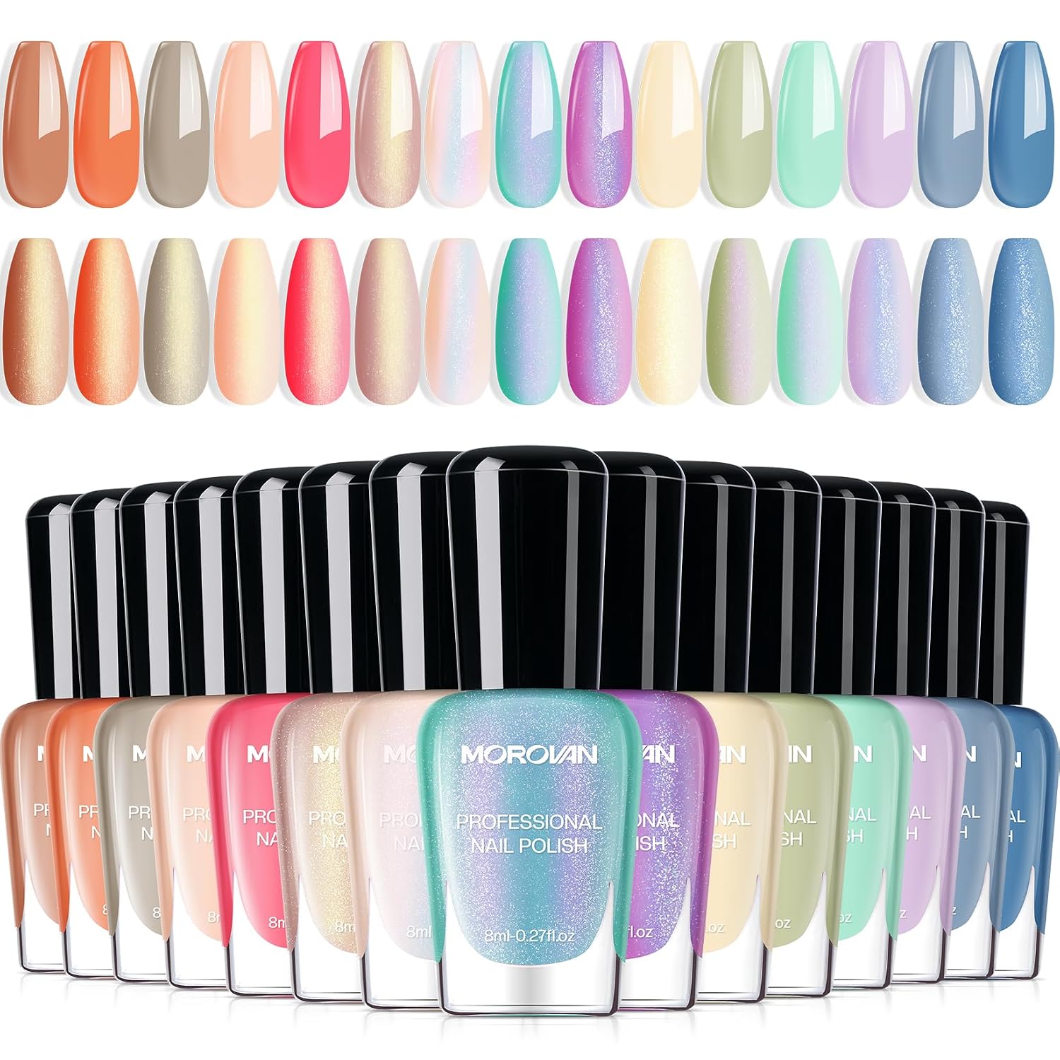 Morovan 15 Bright Color 0.27oz Air Quick Dry Long Lasting Nail Polish Gift Set for Women : Beauty & Personal Care