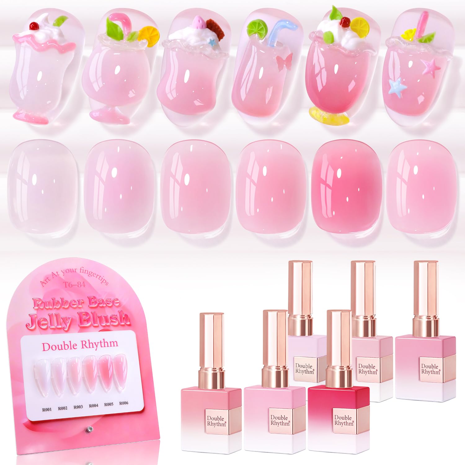 Double Rhythm 6 Pcs 15 ML Gel Polish Set Same Color Same Bottle Soak Off Gel Polish Kit Nail Art Manicure Salon DIY at Home for Women (Burgundy Red Nude Pink Purple Beige-T6-3) : Beauty & Personal Care