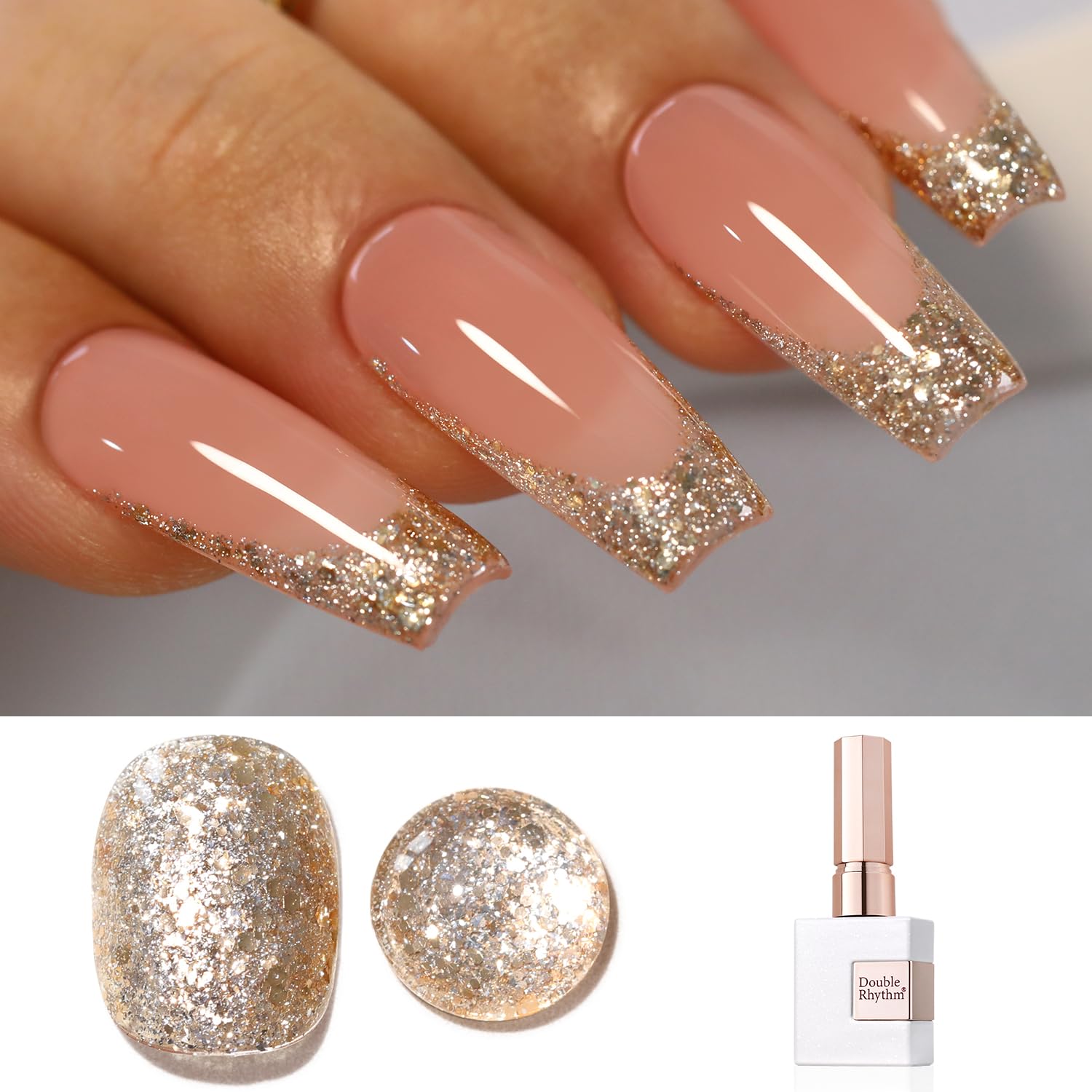 Double Rhythm 0.5Oz Glitter Gel Polish Shimmer Reflective Color for Nail Art Salon DIY Soak Off 15ml Nail Lamp Gel Polish at Home (Pink-B1161) : Beauty & Personal Care