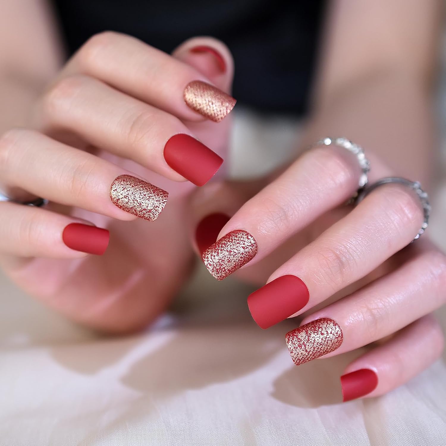 ELEVENAIL Press on Nails Glossy Dark Rose Pink False Nails Medium Length Squoval Nail Art Tips Salon Women Girls DIY Manicure Daily Reusable Daily Office Home Party Acrylic Stick On Fake Nails : Beauty & Personal Care