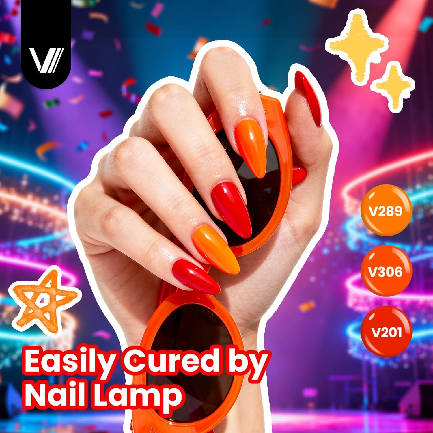 VANREESA 24 Pcs Neon Gel Nail Polish Set -Bright Summer Colors Gel Polish with Base Coat & 4 Effects of Top Coat Bright Yellow Orange Pink Red Green Blue Purple Gel Polish Set Nail Kit Gifts for Women : Beauty & Personal Care