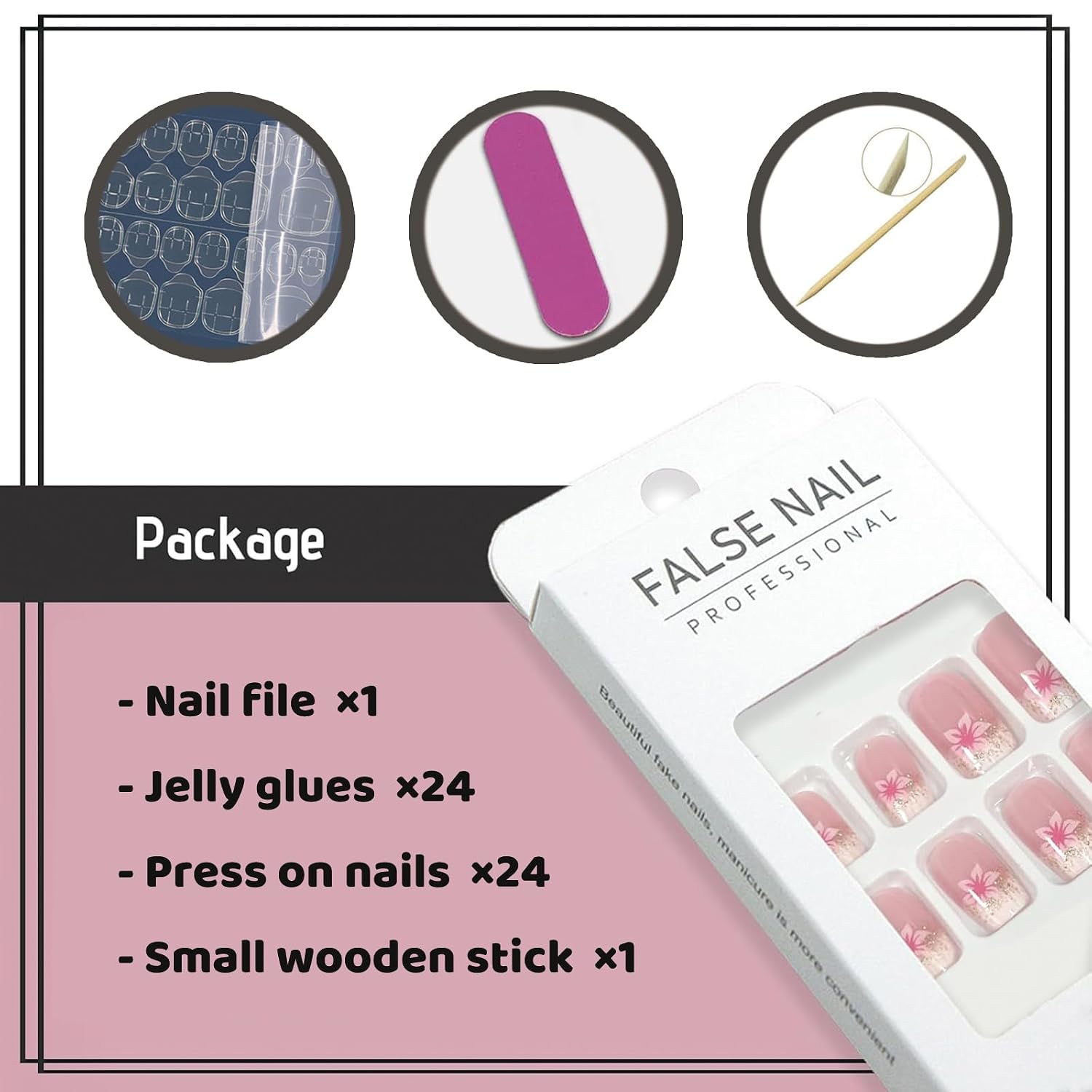 YOSOMMK Press on Nails Short Square Fake Nails with Flower Designs Nude Pink Glossy Full Cover Stick on Nail Bling Sequins Acylic Nail for Women and Girls : Beauty & Personal Care