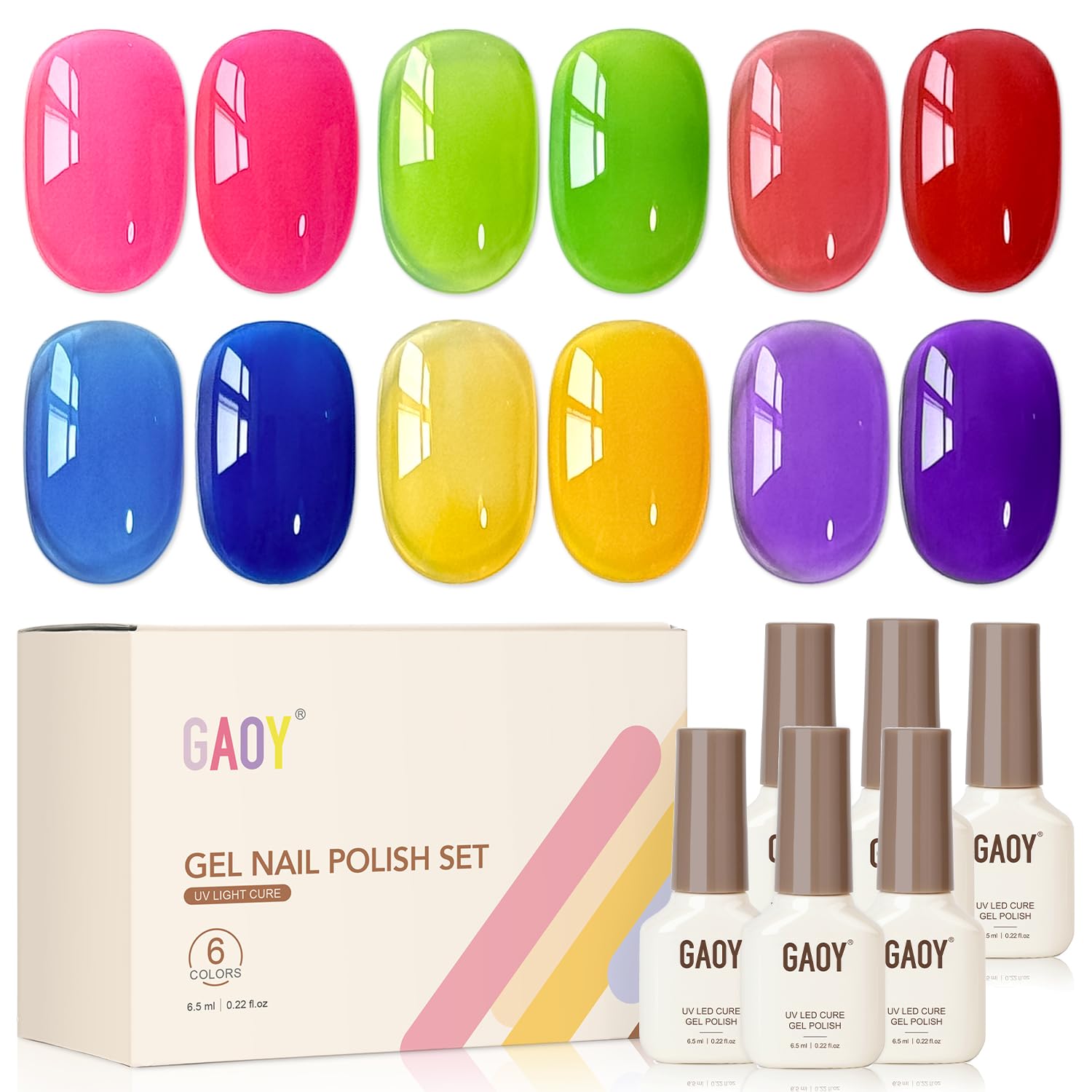 GAOY Rose Garden Jelly Gel Nail Polish of 6 Transparent Nude Red Pink Brown Colors Sheer Gel Polish Kit for Salon Manicure and Nail Art DIY at Home : Beauty & Personal Care