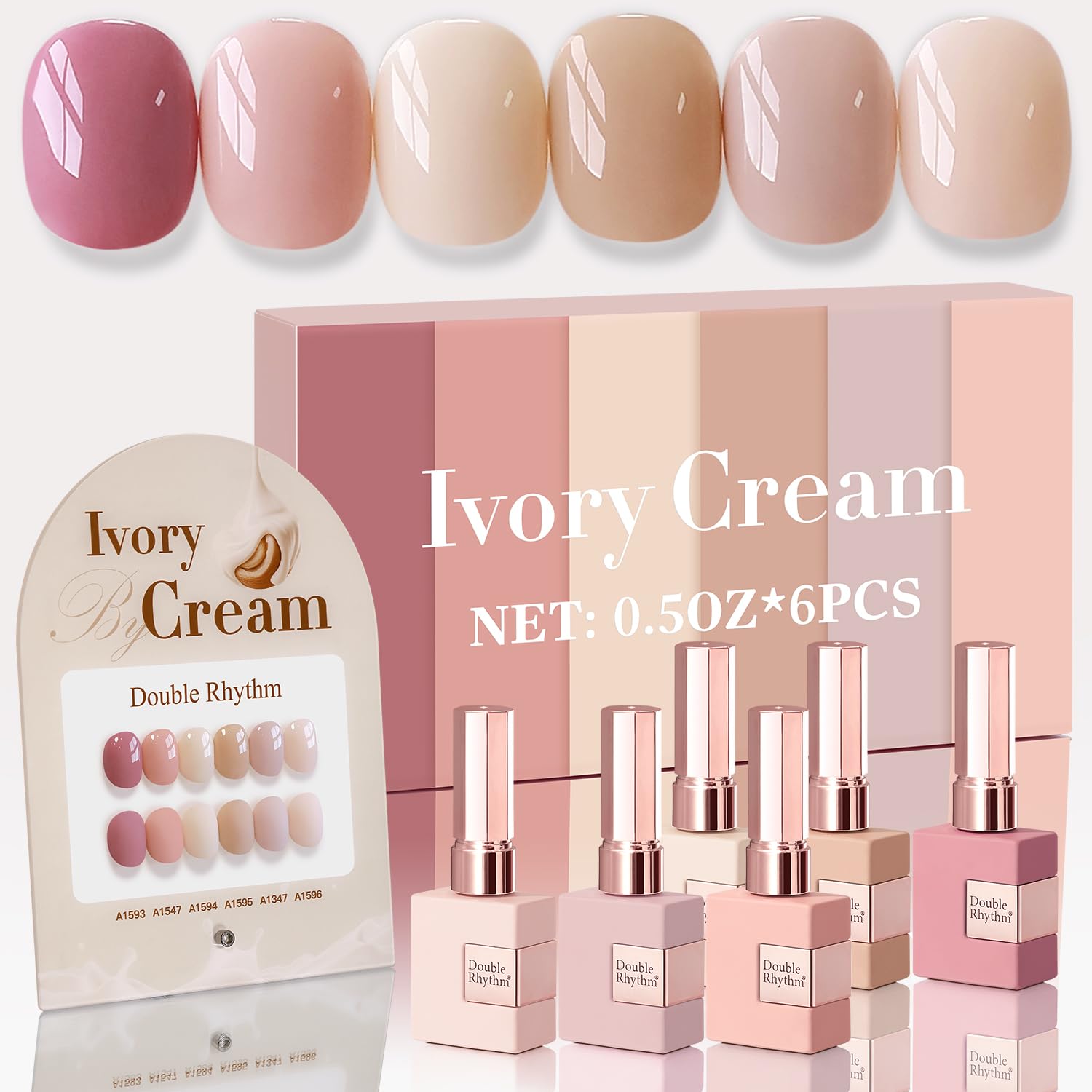 Double Rhythm 6 Pcs 15 ML Gel Polish Set Same Color Same Bottle Soak Off Gel Polish Kit Nail Art Manicure Salon DIY at Home for Women (Burgundy Red Nude Pink Purple Beige-T6-3) : Beauty & Personal Care