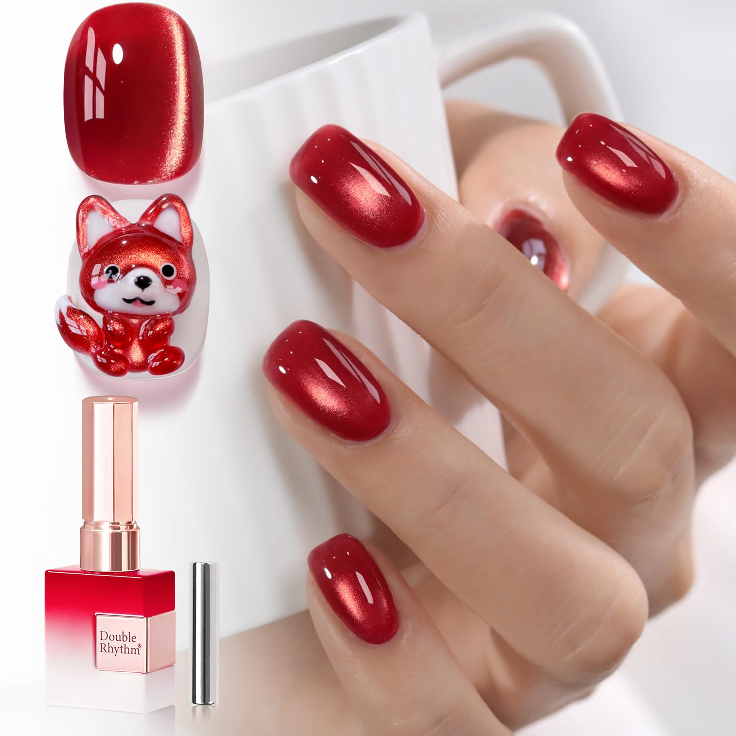 Double Rhythm 0.5 OZ Cat Eye Gel Polish with Magnet 15ML Holographic Glitter Shimmer Translucent Jelly Color Magnetic Polish Salon DIY at Home (Silver-MC1019) : Beauty & Personal Care