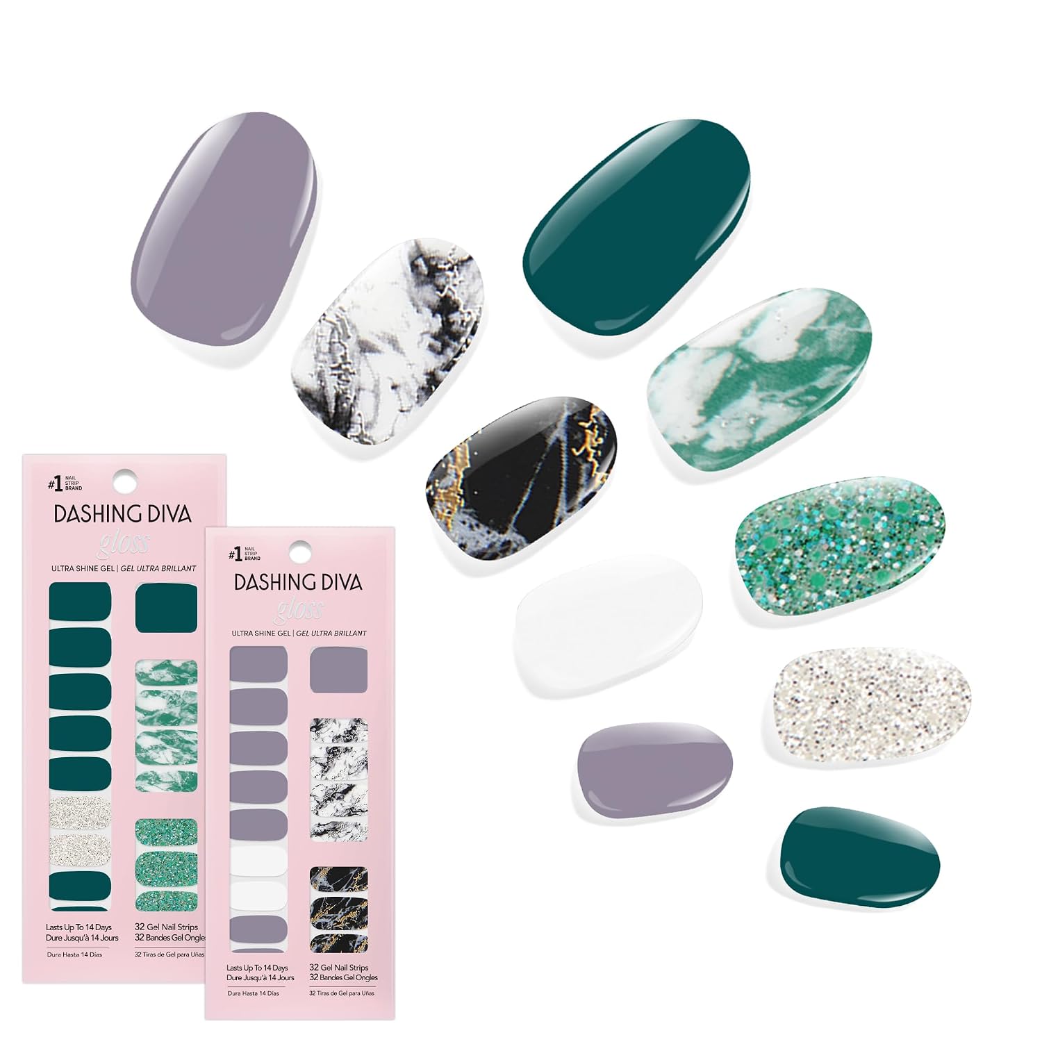 Dashing Diva Gloss Nail Strips Bundle - The Vivids Collection - Fruit Punch Petals & Papaya Breeze - UV Free. Chip Resistant. Long Lasting Gel Stickers - Contains 2 Sets : Beauty & Personal Care