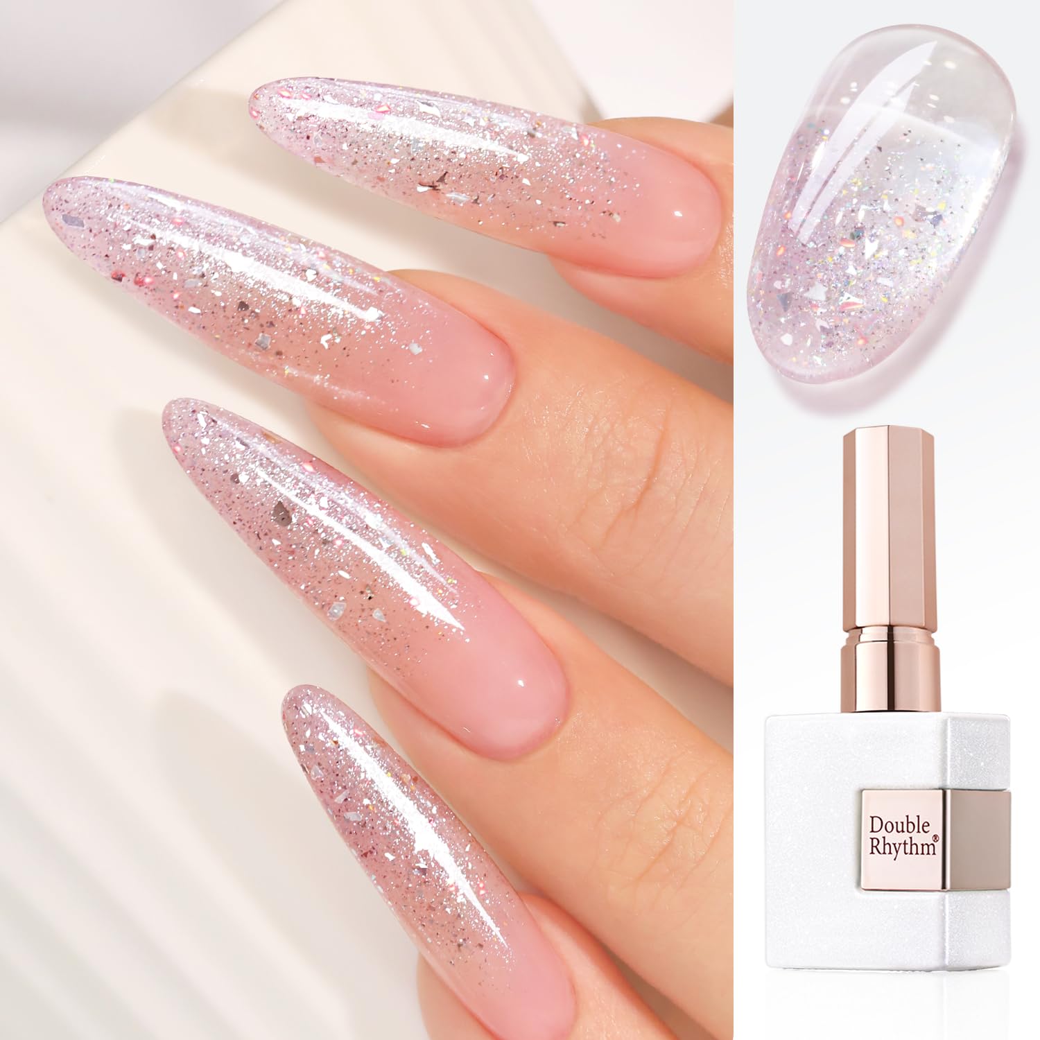 Double Rhythm 0.5Oz Glitter Gel Polish Shimmer Reflective Color for Nail Art Salon DIY Soak Off 15ml Nail Lamp Gel Polish at Home (Pink-B1161) : Beauty & Personal Care