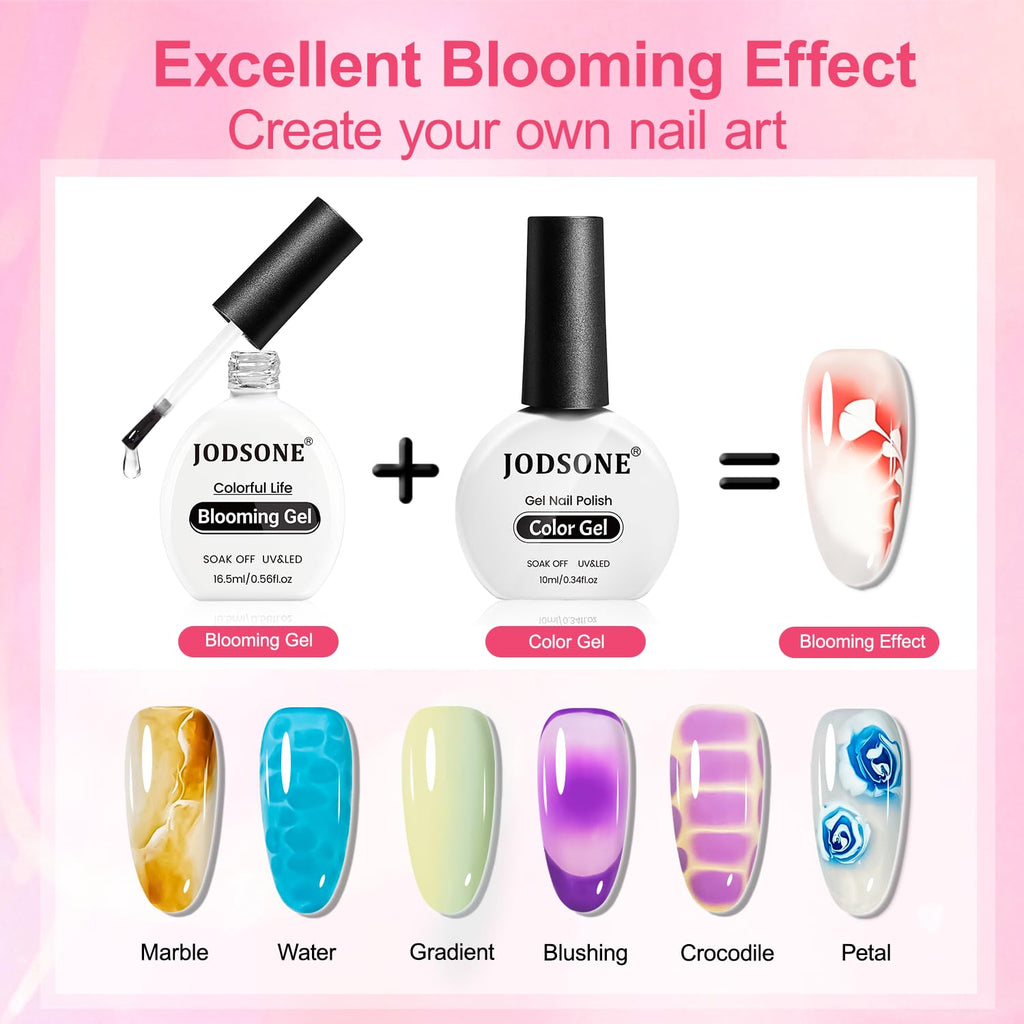 JODSONE 16.5ml Clear Blooming Gel Nail Polish for Spreading Effect Marble Natural Stone Watercolor Floral Print Nail Painting and Can Be Easily Used Suitable for DIY Nail Art : Beauty & Personal Care