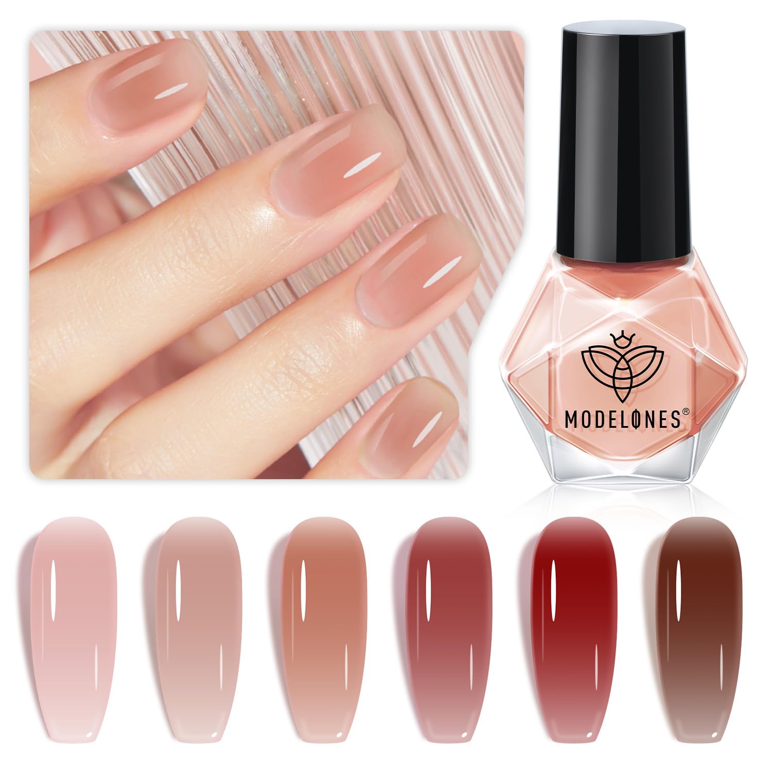 modelones Nail Polish Set 6 Colors Nude Nail Polish Jelly Set Red Pink Quick Dry Spring Summer Nail Polish 5ml (Sheer Nude Set) : Beauty & Personal Care