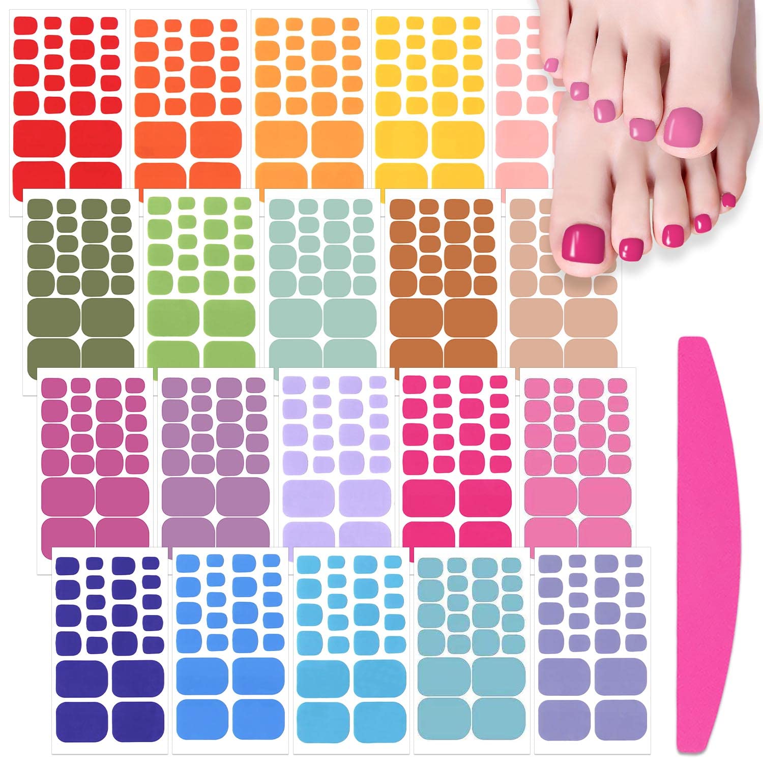 SILPECWEE Toe Nail Stickers Full Nail Wraps Red Solid Color Toenail Polish Strips for Women Self Adhesive Toe Stickers Polish Gel Toenails Stickers with 1pc Nail File (20 Sheets) : Beauty & Personal Care