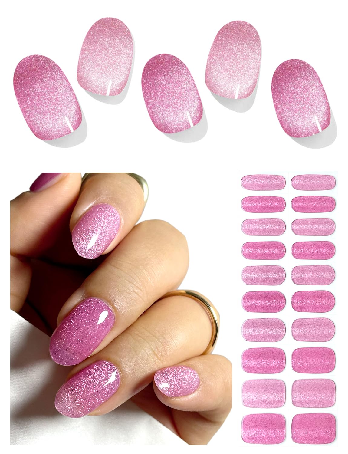 AutyaMee Semi Cured Gel Nail Strips (Deep Plum Cat Eye). Dark Purple. 20 Pcs Gel Nail Wraps. Stickers. UV Light Required. Salon Quality. Long Lasting : Beauty & Personal Care