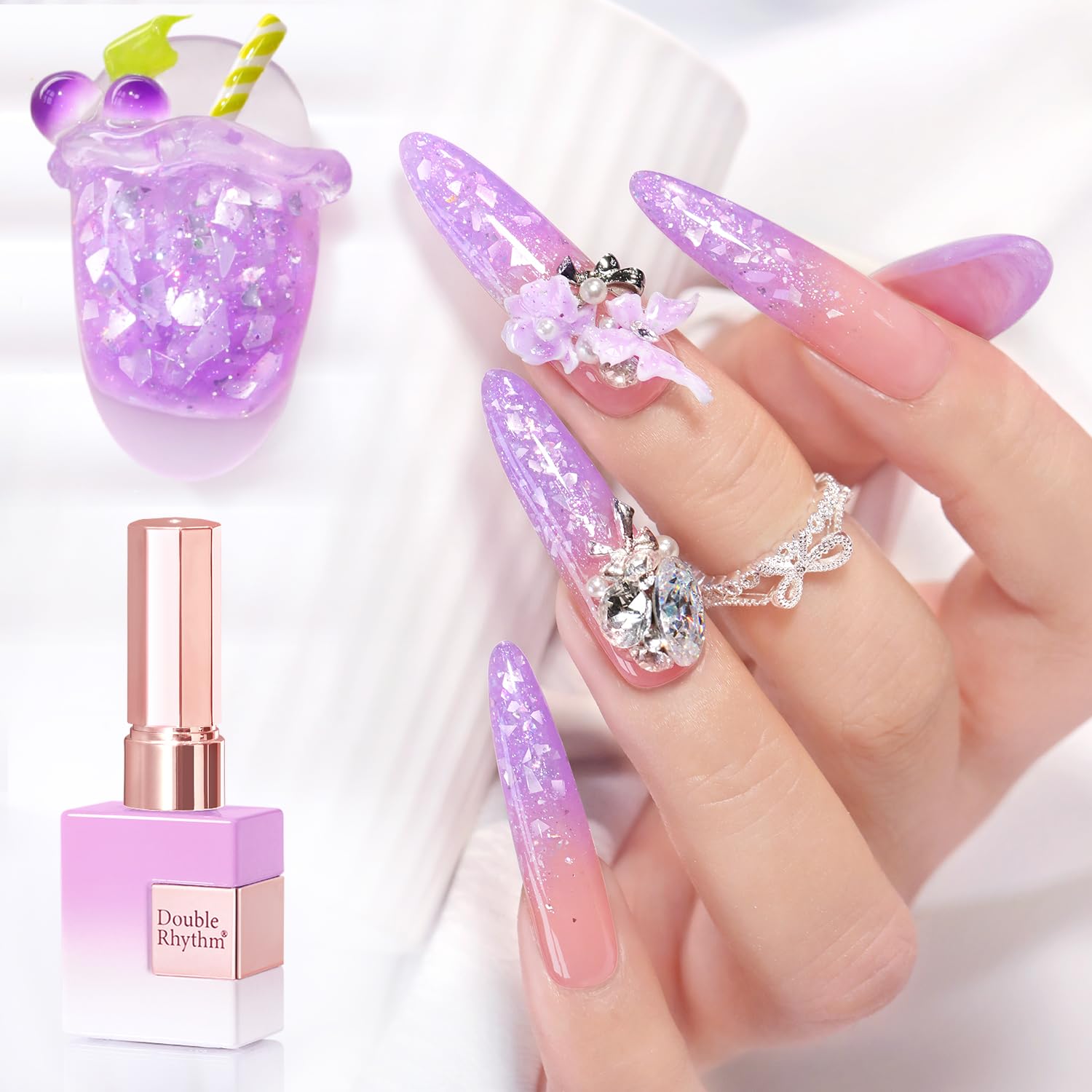 Double Rhythm 0.5Oz Glitter Gel Polish Shimmer Reflective Color for Nail Art Salon DIY Soak Off 15ml Nail Lamp Gel Polish at Home (Pink-B1161) : Beauty & Personal Care