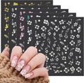 MUIIGOOD Flower Nail Stickers 10 Sheets Hibiscus Nail Decals White Pink Golden Clear Silver Decals Nail Art Decorations Nail Decals Nail Art Supplies Nail Designs for Women Manicure Tips : Beauty & Personal Care