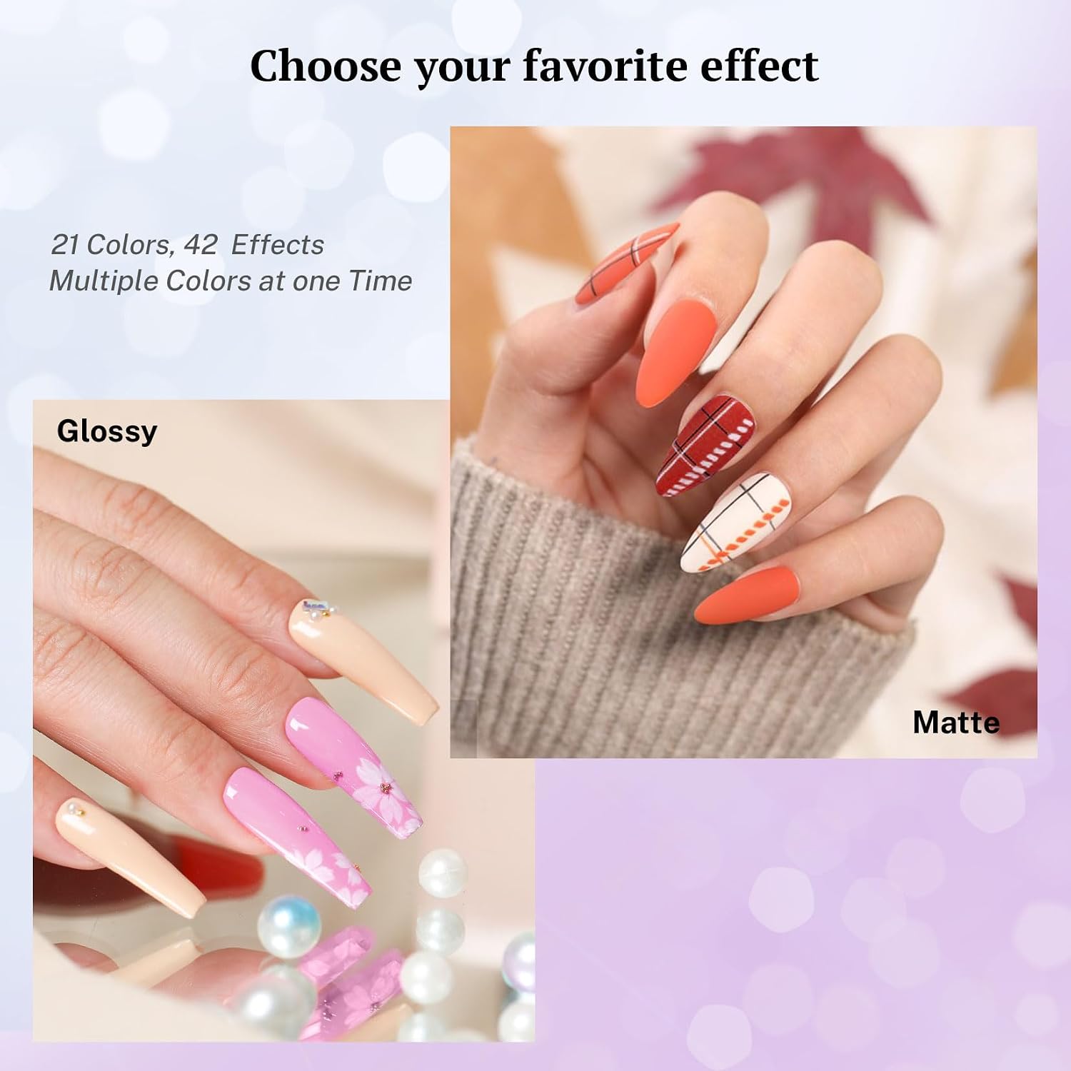 PHOENIXY 24 PCS Gel Nail Polish Set. 21 Colors Gel Nail Polish Kit with Base Glossy Matte Top Coat Black Gray Red Valentine Nail Kit Gifts for Women : Beauty & Personal Care