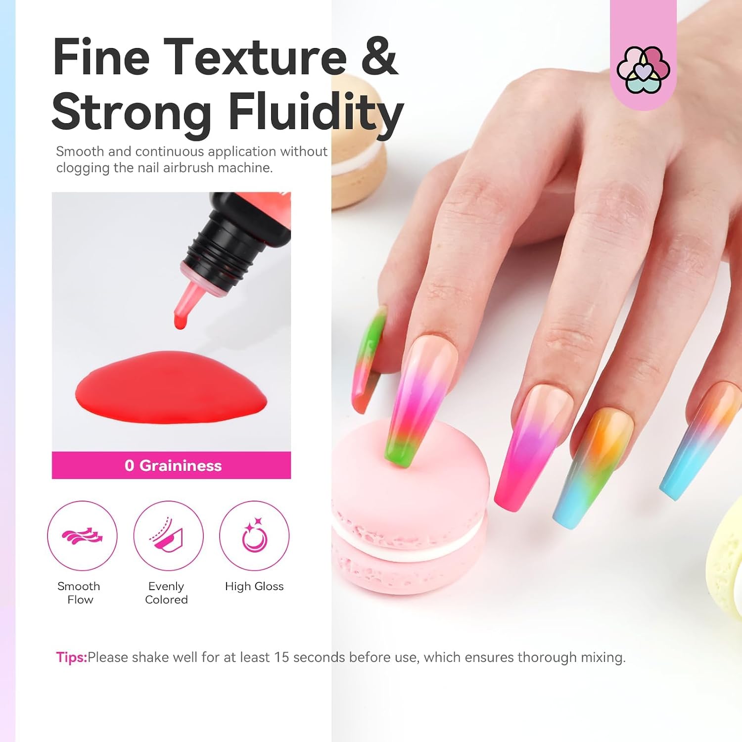 SAVILAND Airbrush Gel Nail Polish Hema-Free: Dilution-Free 12 Vitality Colors Airbrush for Nails Set Non-Acetone with Fine Mist Nail for Spray French & Ombre Nail Polish Nail Art Design Salon Kit : Beauty & Personal Care