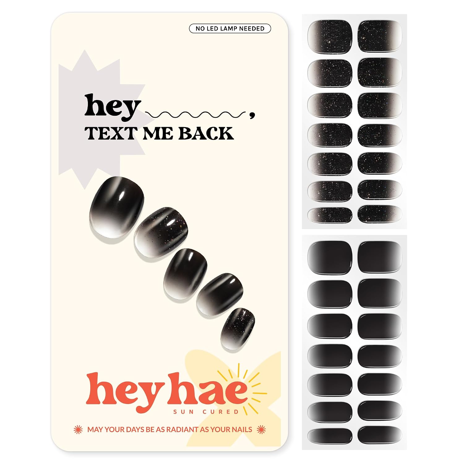 Heyhae Semi Cured Gel Nail Strips | No LED Lamp Needed | Ombre. Orange. Spring | Easy Apply & Remove. Salon Quality |Includes 28 Strips. 1 Prep Pads. Nail File & Wooden stick - Hey. You're My Sunshine : Beauty & Personal Care