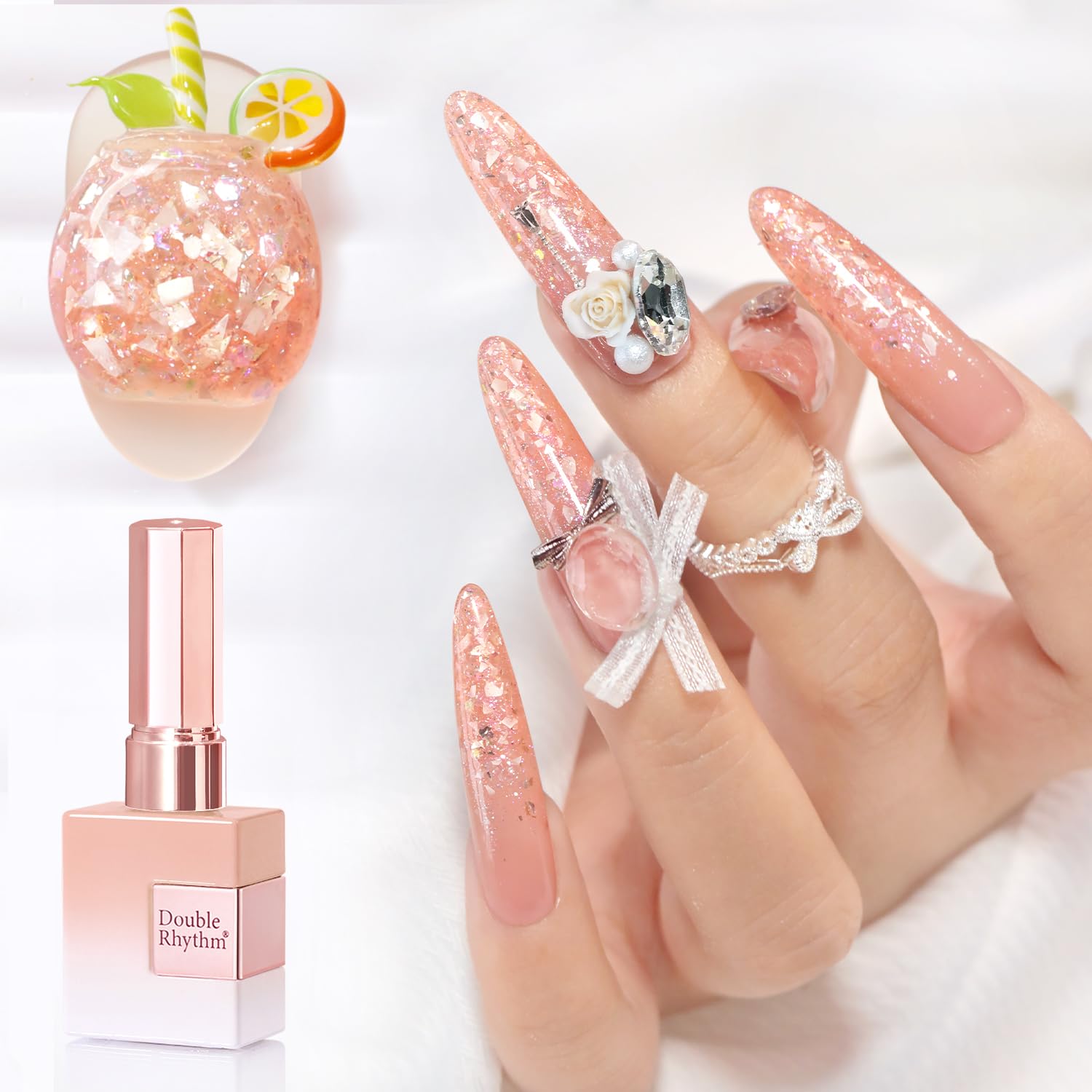 Double Rhythm 0.5Oz Glitter Gel Polish Shimmer Reflective Color for Nail Art Salon DIY Soak Off 15ml Nail Lamp Gel Polish at Home (Pink-B1161) : Beauty & Personal Care