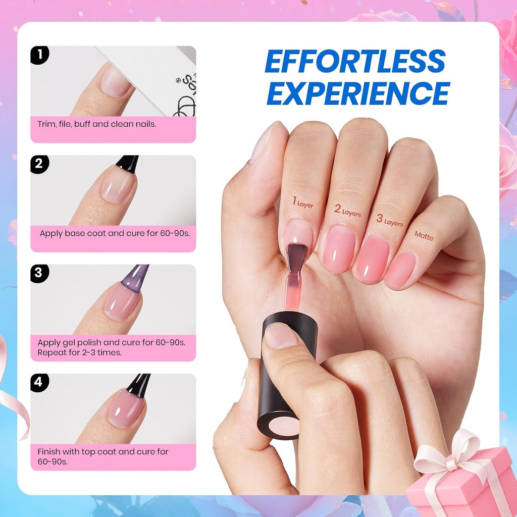 Beetles Nude Gel Nail Polish Set - 6 Colors Nude Pink Brown Neutral Jelly Gel Polish Kit Sheer Translucent Effect Soak Off UV Nail Art Design Drunken Rose Collection Manicure Gift for Women : Beauty & Personal Care