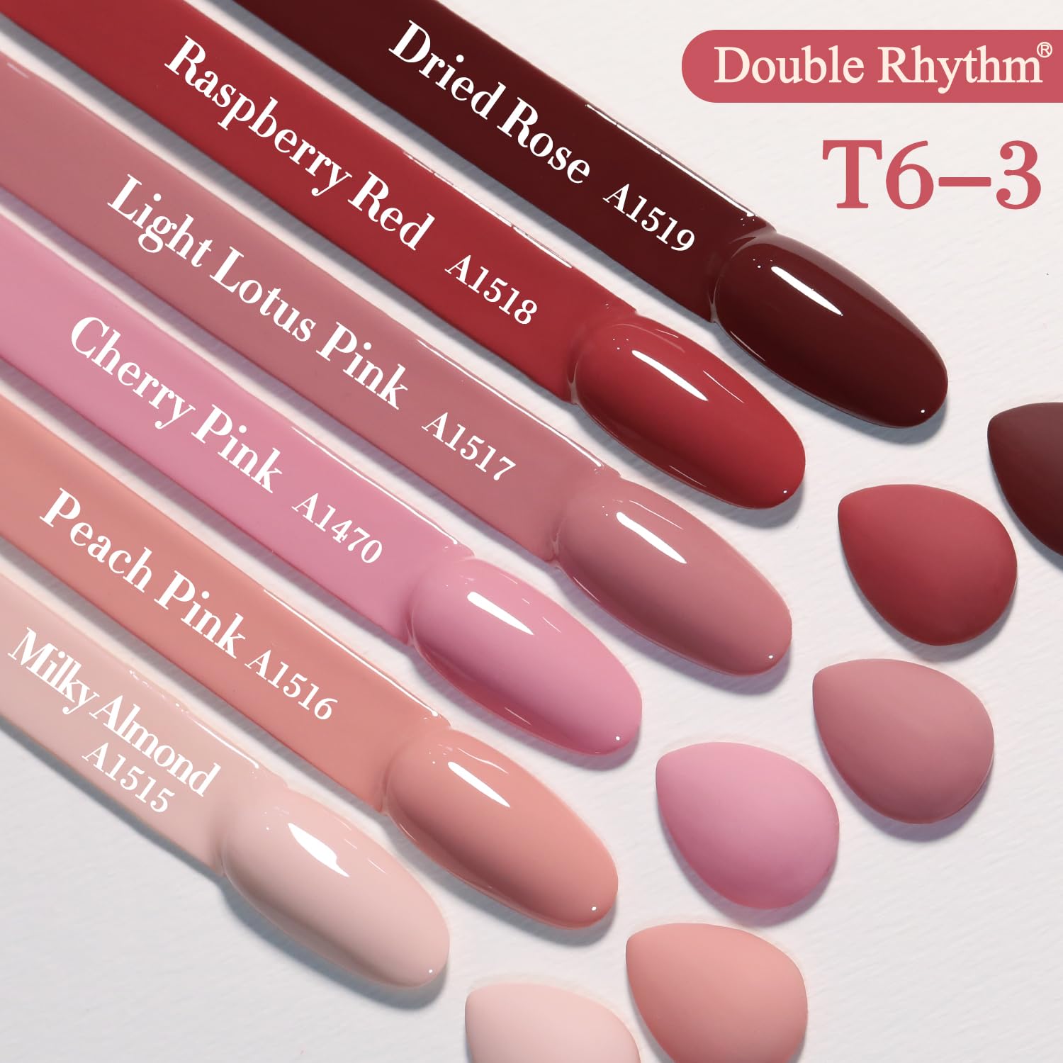 Double Rhythm 6 Pcs 15 ML Gel Polish Set Same Color Same Bottle Soak Off Gel Polish Kit Nail Art Manicure Salon DIY at Home for Women (Burgundy Red Nude Pink Purple Beige-T6-3) : Beauty & Personal Care
