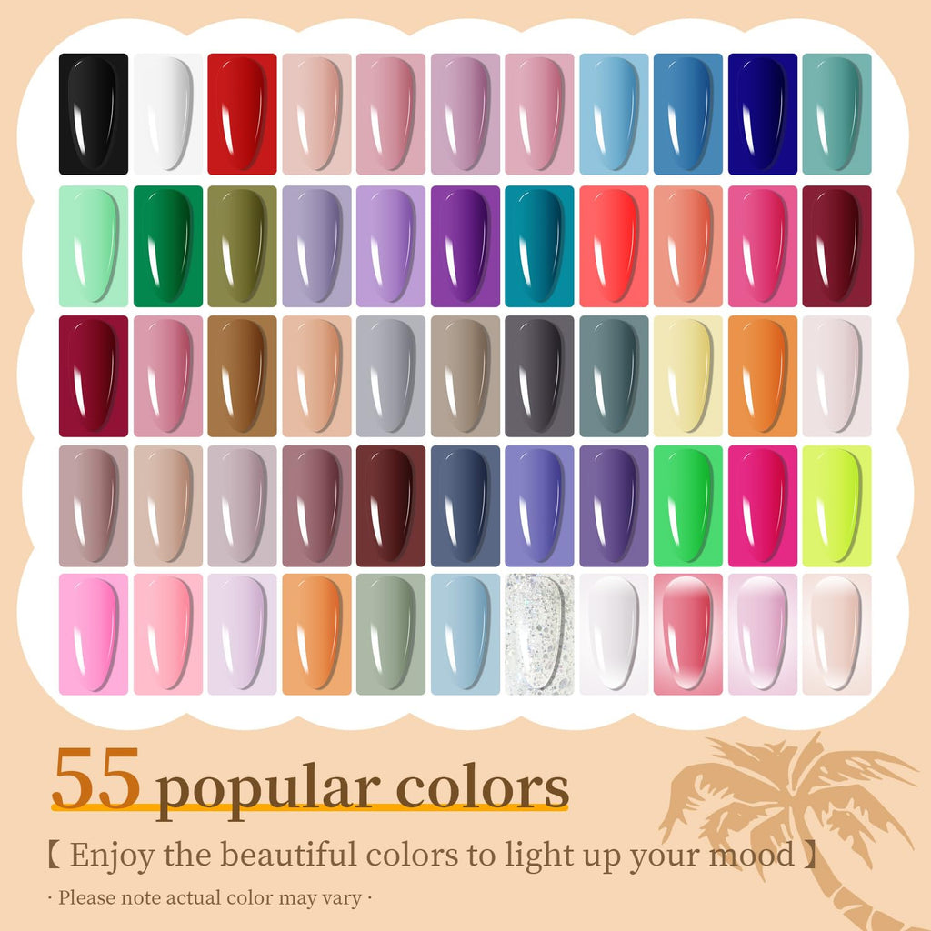 JODSONE 60 PCS Gel Nail Polish Set with 5 Bottles of Base and Glossy Matte Top Coat Soak off Gel Nail Set Suitable for All Seasons Gifts : Beauty & Personal Care